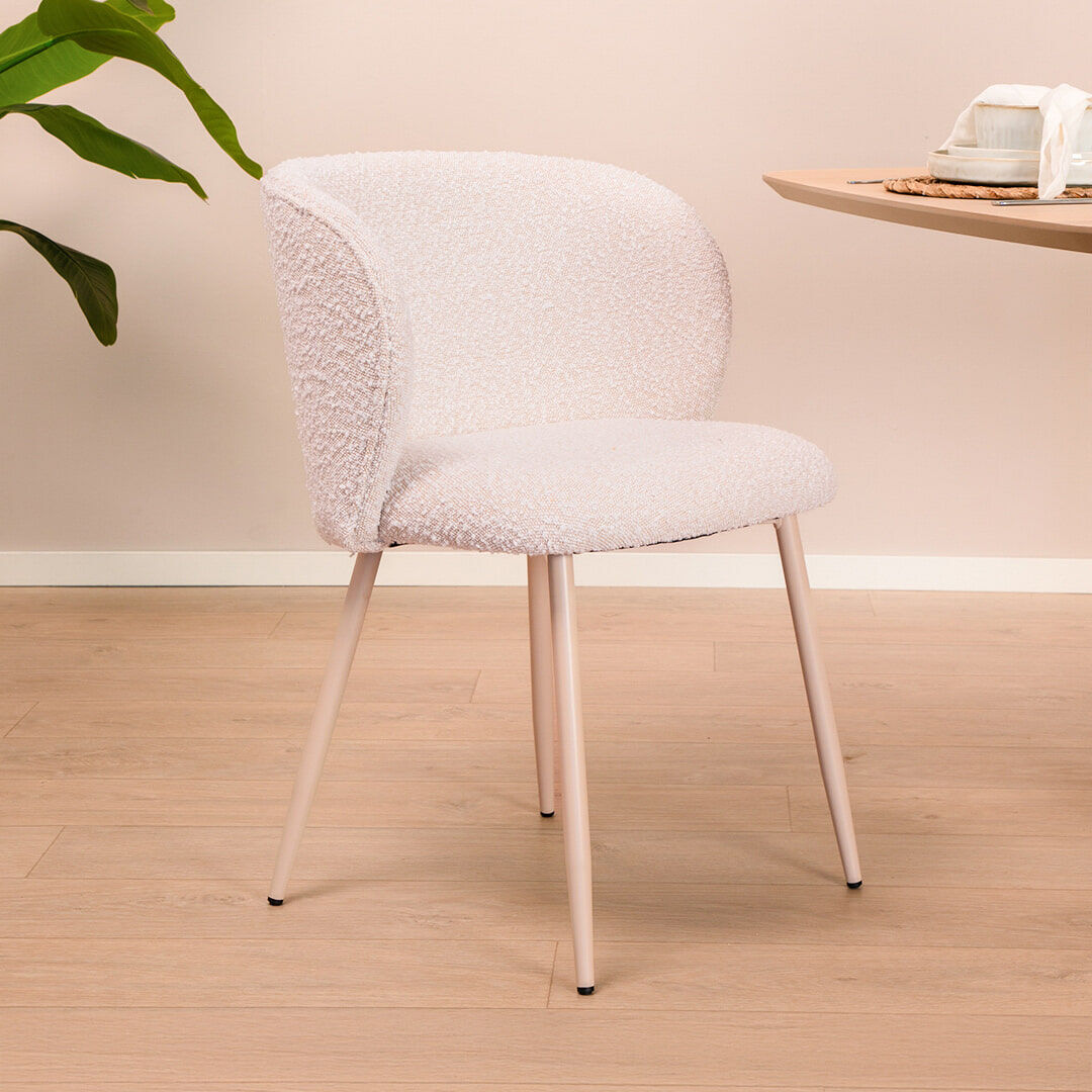 Light & Living Eetkamerstoel Elyna Bouclé - Crème - 8717807715236