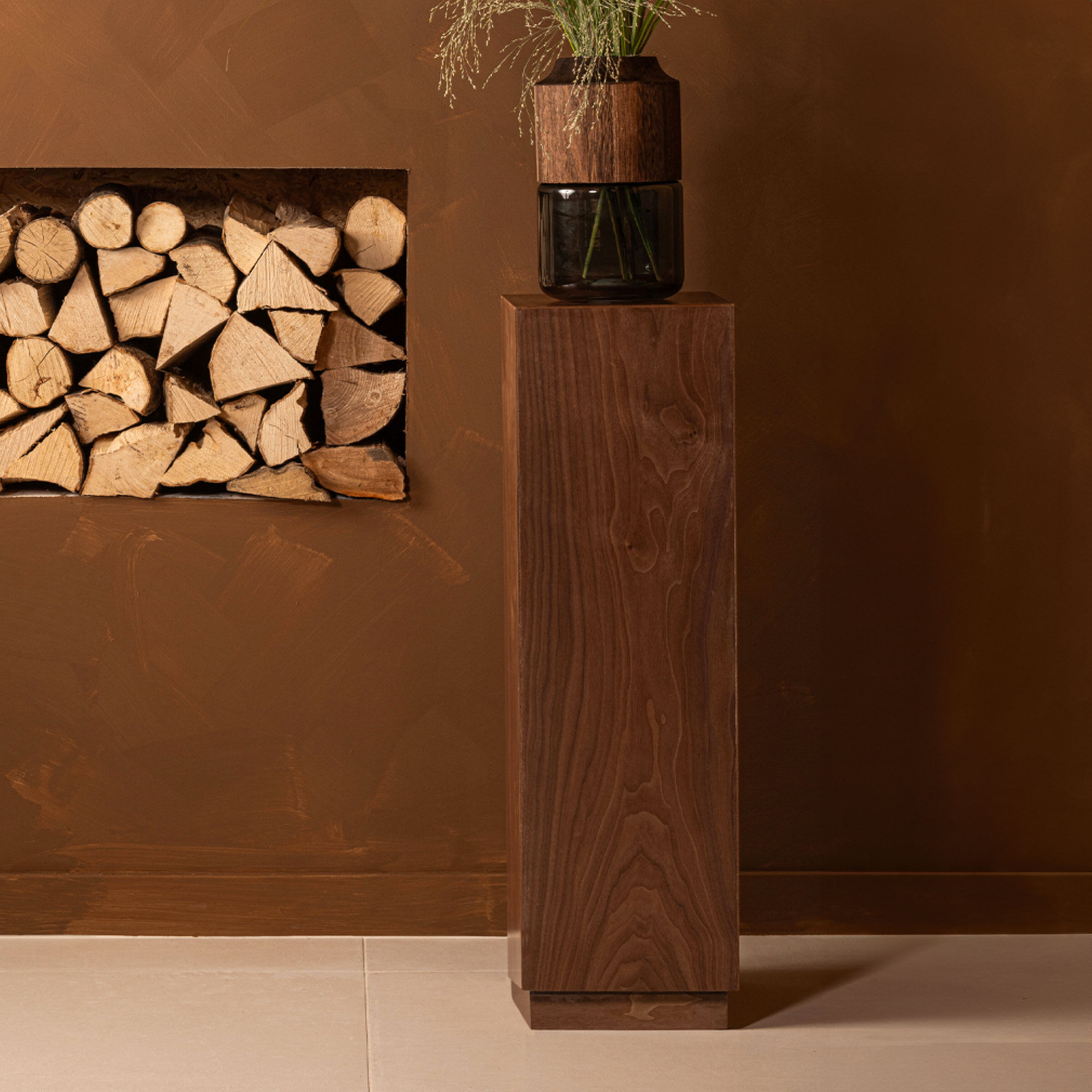 WOOOD Plantenstandaard Enid Walnoot, 80cm hoog - 8714713190539