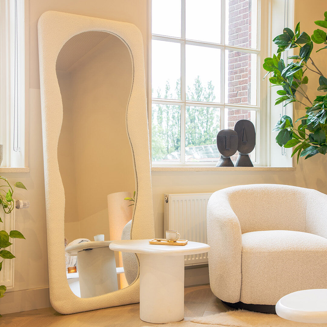 By-Boo Organische Spiegel Evol Bouclé, 180 x 72cm - Beige - Passpiegel - 8720874592952