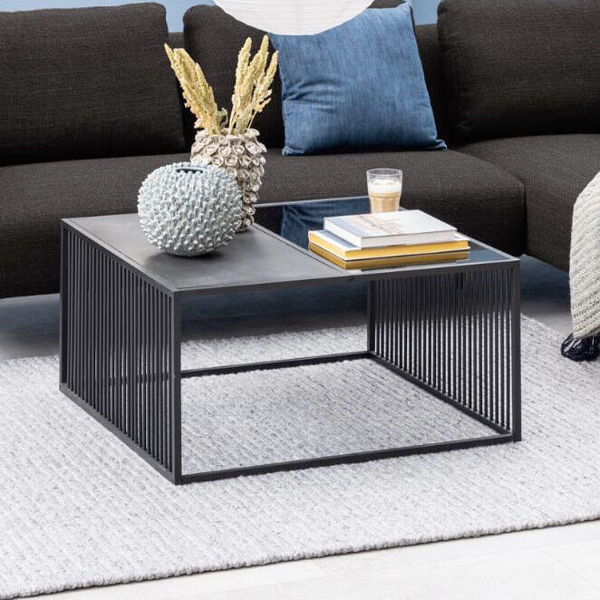 Bendt Salontafel Esme Marmerlook, 80 x 80cm - Zwart - 5713941228765