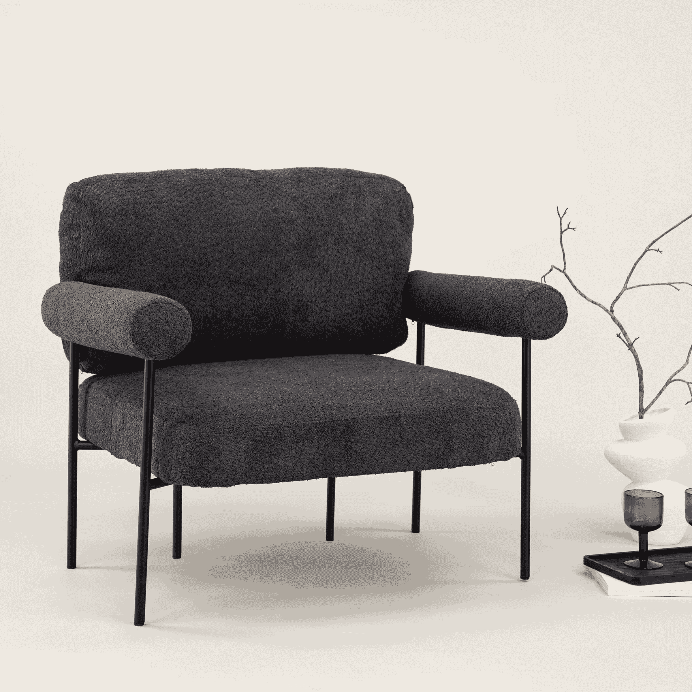 Nohr Fauteuil Jaquis Bouclé - Donkergrijs - 7340206969750