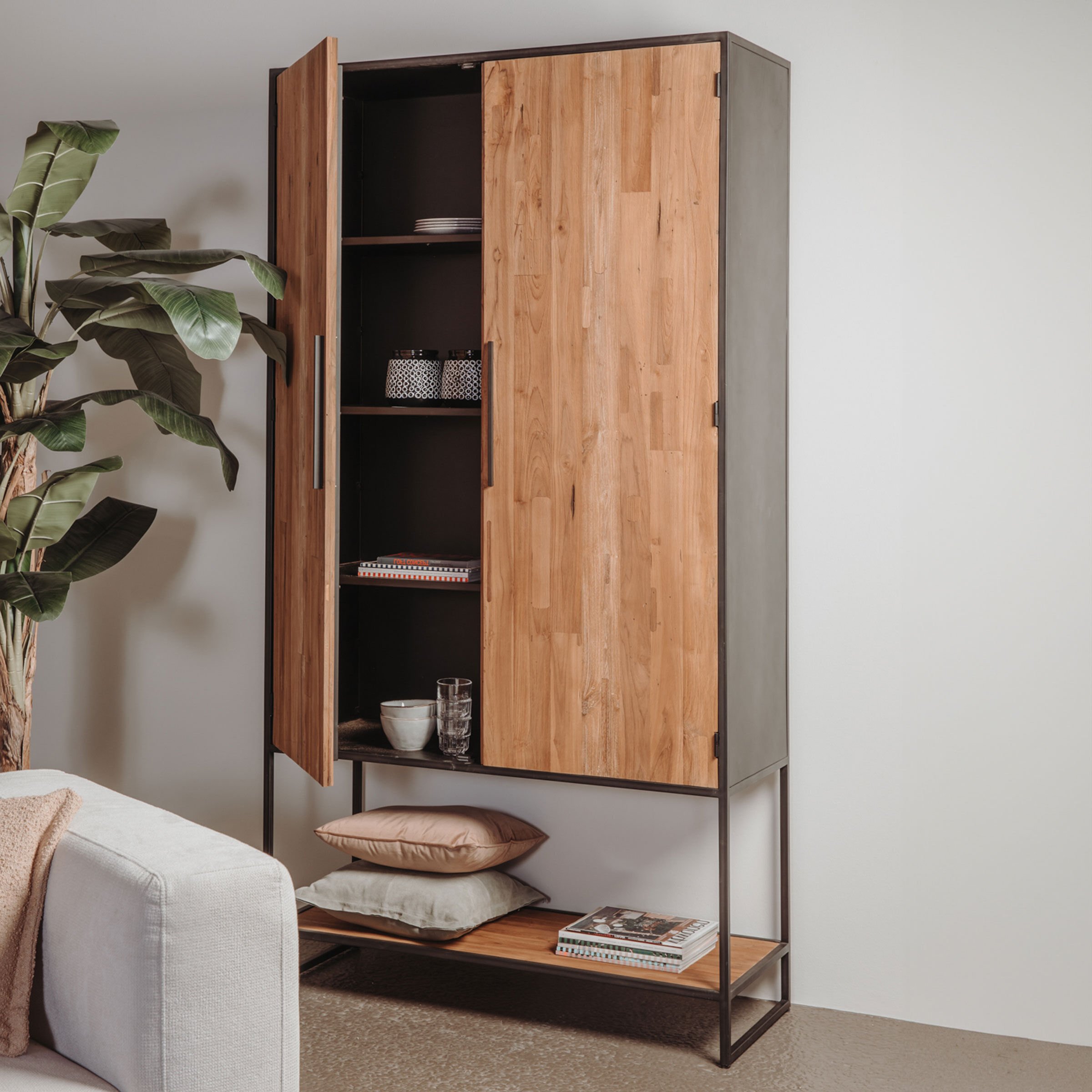 Tower Living Opbergkast Felino Teakhout, 220 x 116cm - Bruin - 9502838116959