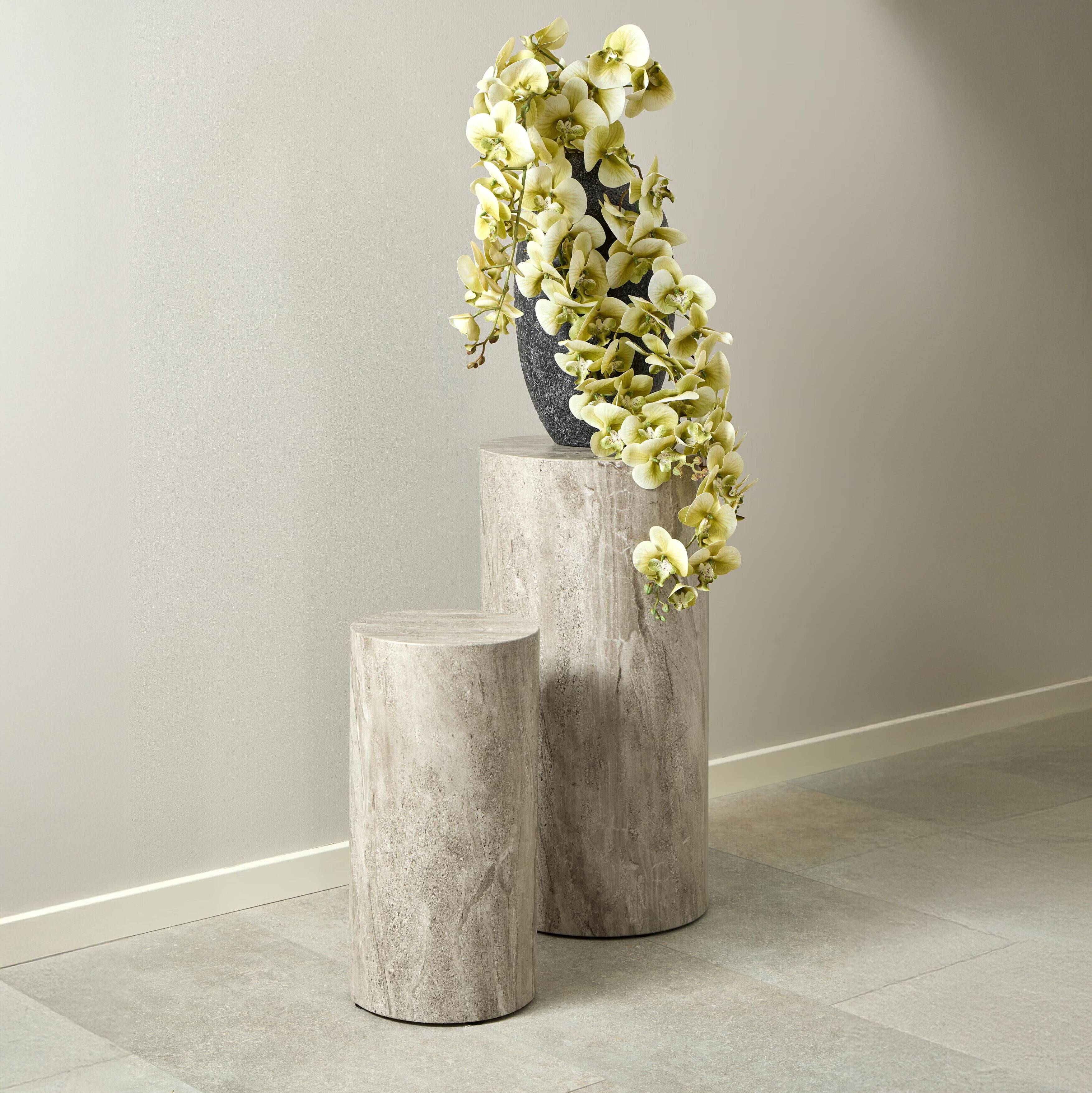 Bendt Zuil Flavian Marmerlook, Set van 2 stuks - Grijs - 5713941341884