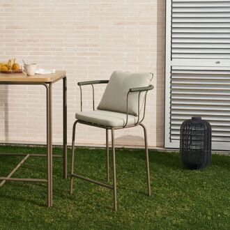 Kave Home Barkruk Salguer Gevlochten touw en staal - Beige (zithoogte 66cm) - 8433840811840