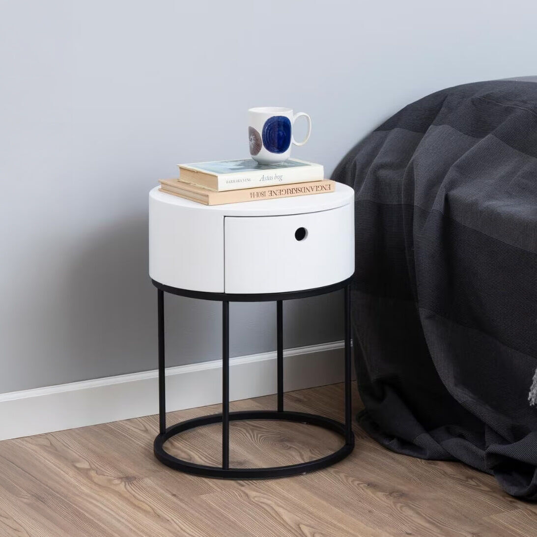 Bendt Rond Nachtkastje Gaga met lade - Wit - 5713941316677
