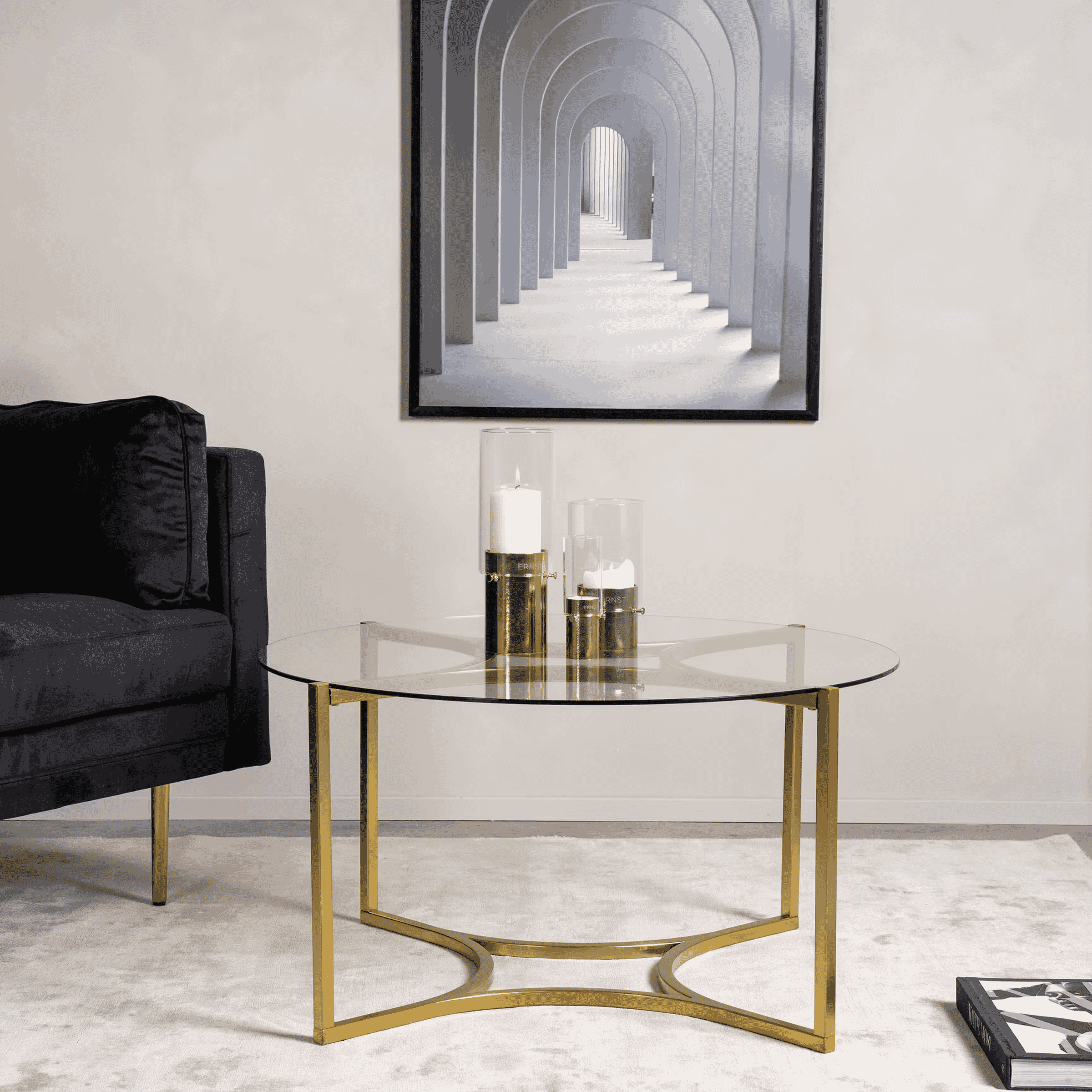 Nohr Ronde Salontafel Kennie Glas, 90cm - Goud - 7350107088436