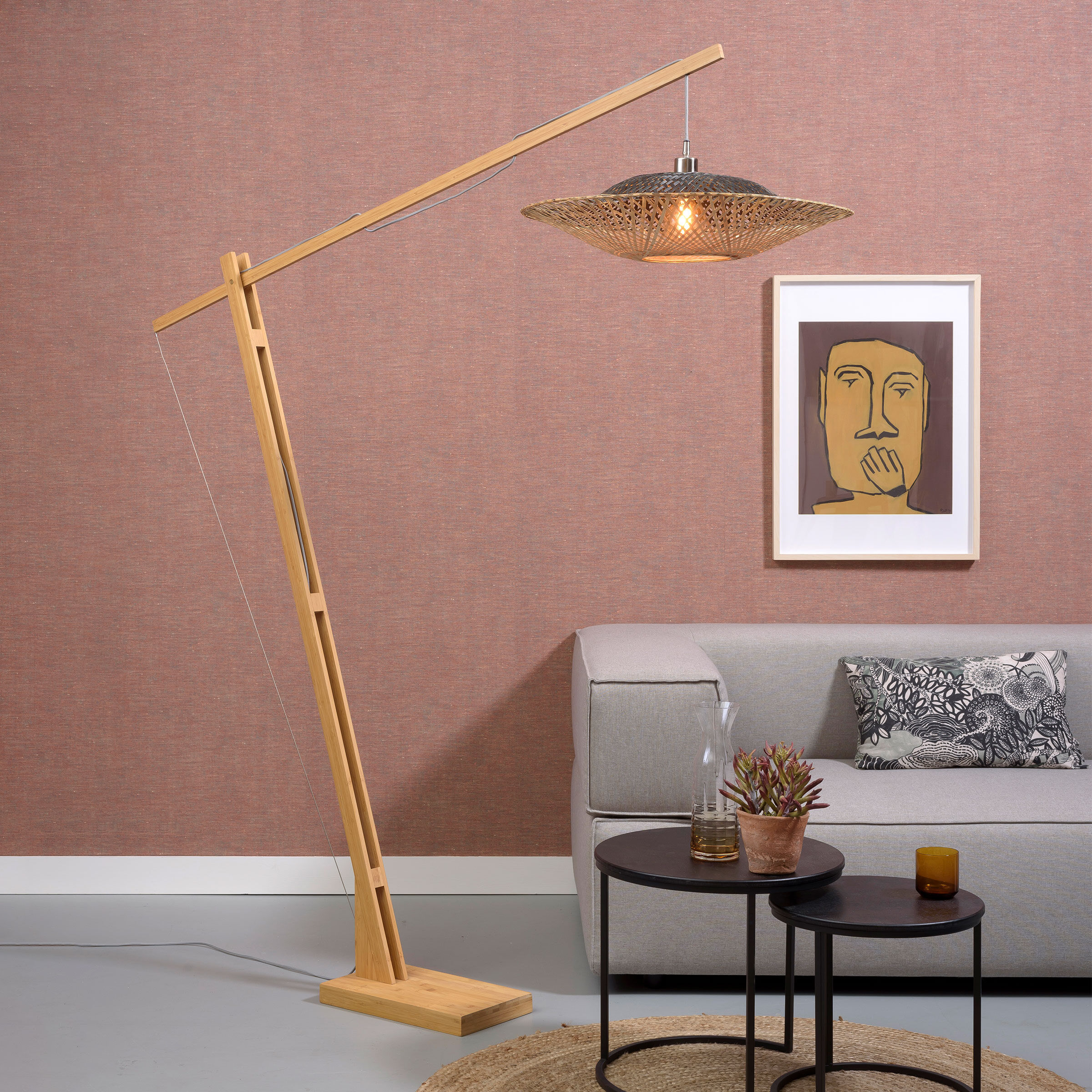 GOOD&MOJO Vloerlamp Kalimantan Bamboe, 207cm - Naturel - 8716248086011