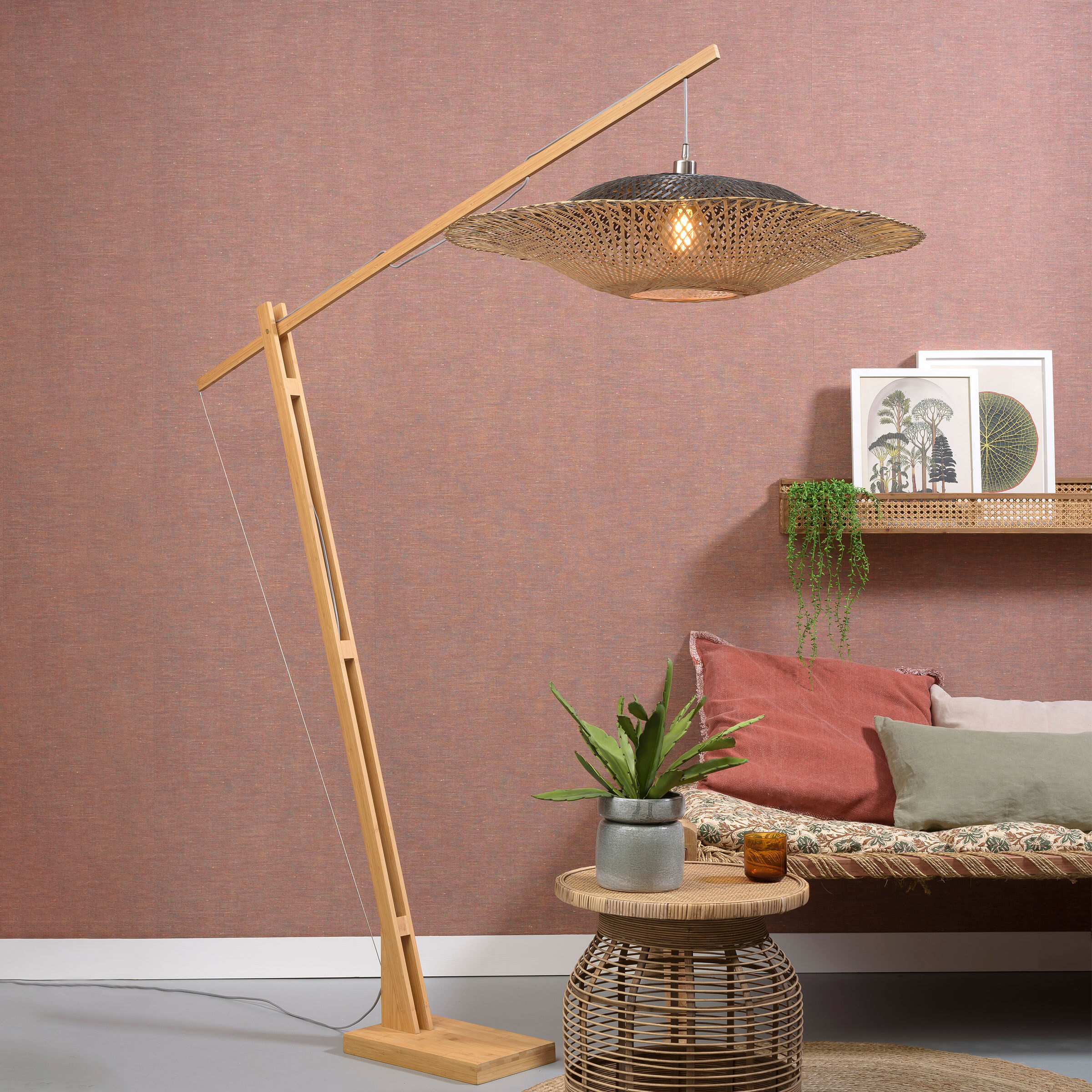 GOOD&MOJO Vloerlamp Kalimantan Bamboe, 207cm - Naturel - 8716248086028