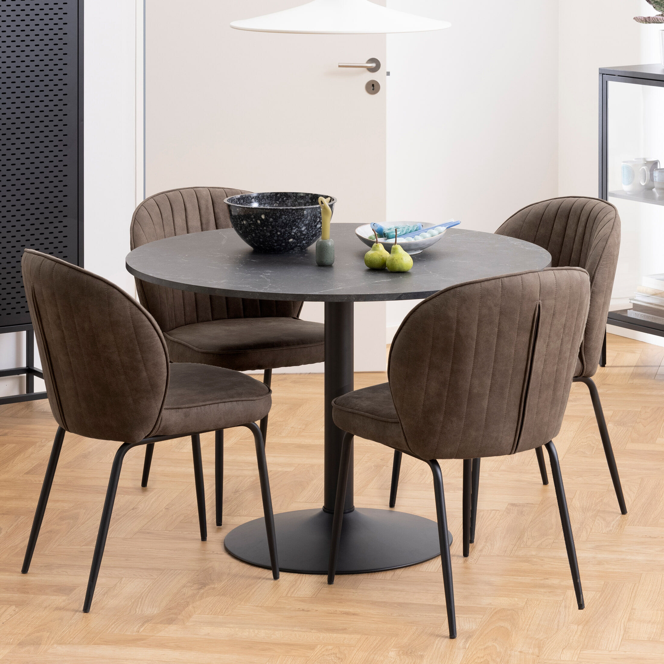 Bendt Ronde Eettafel Ivana Marmerprint, Ø110cm - Zwart - 5713941195203