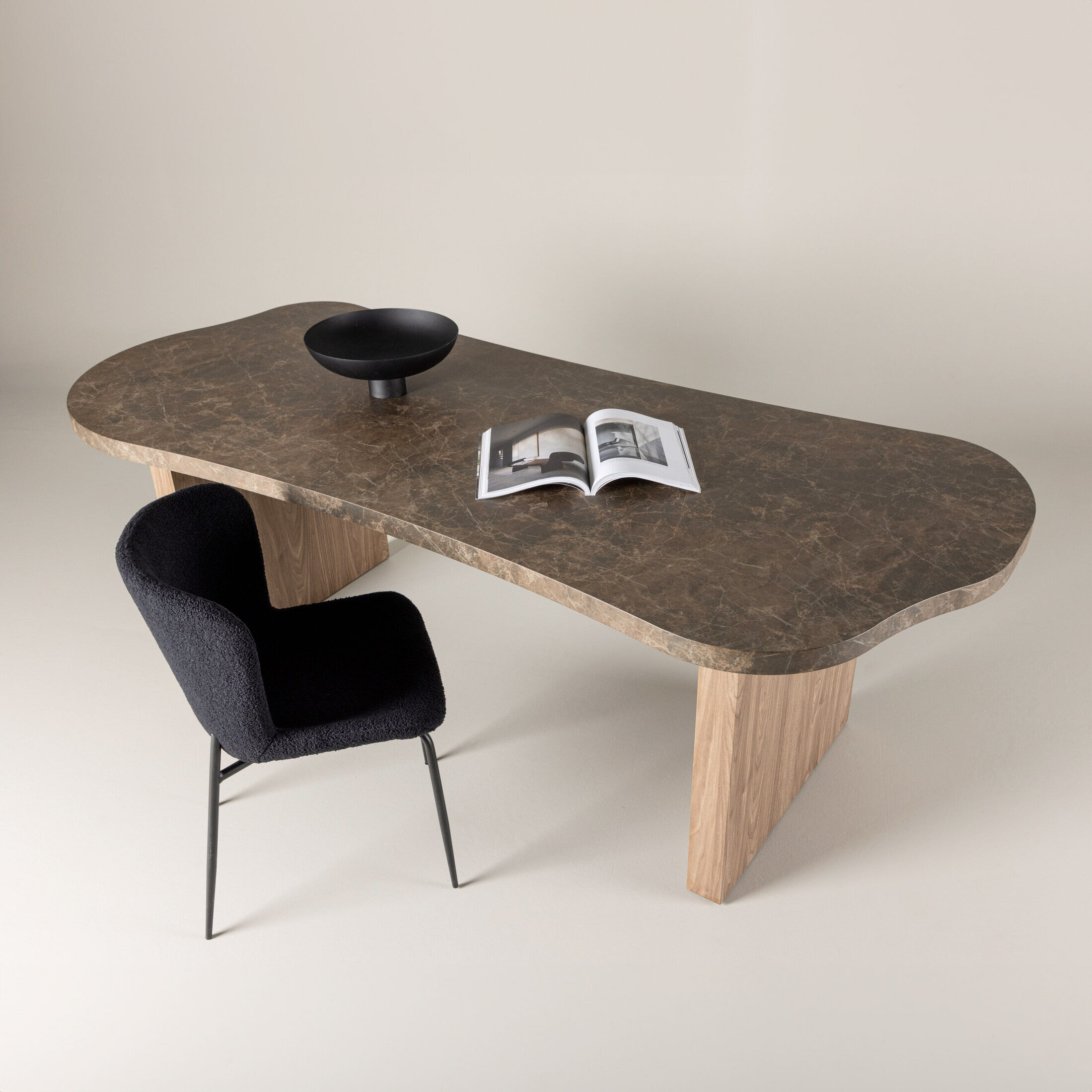 Nohr Organische Eettafel Jenevieve Marmerlook, 230 x 100cm - Bruin - 7340220823144