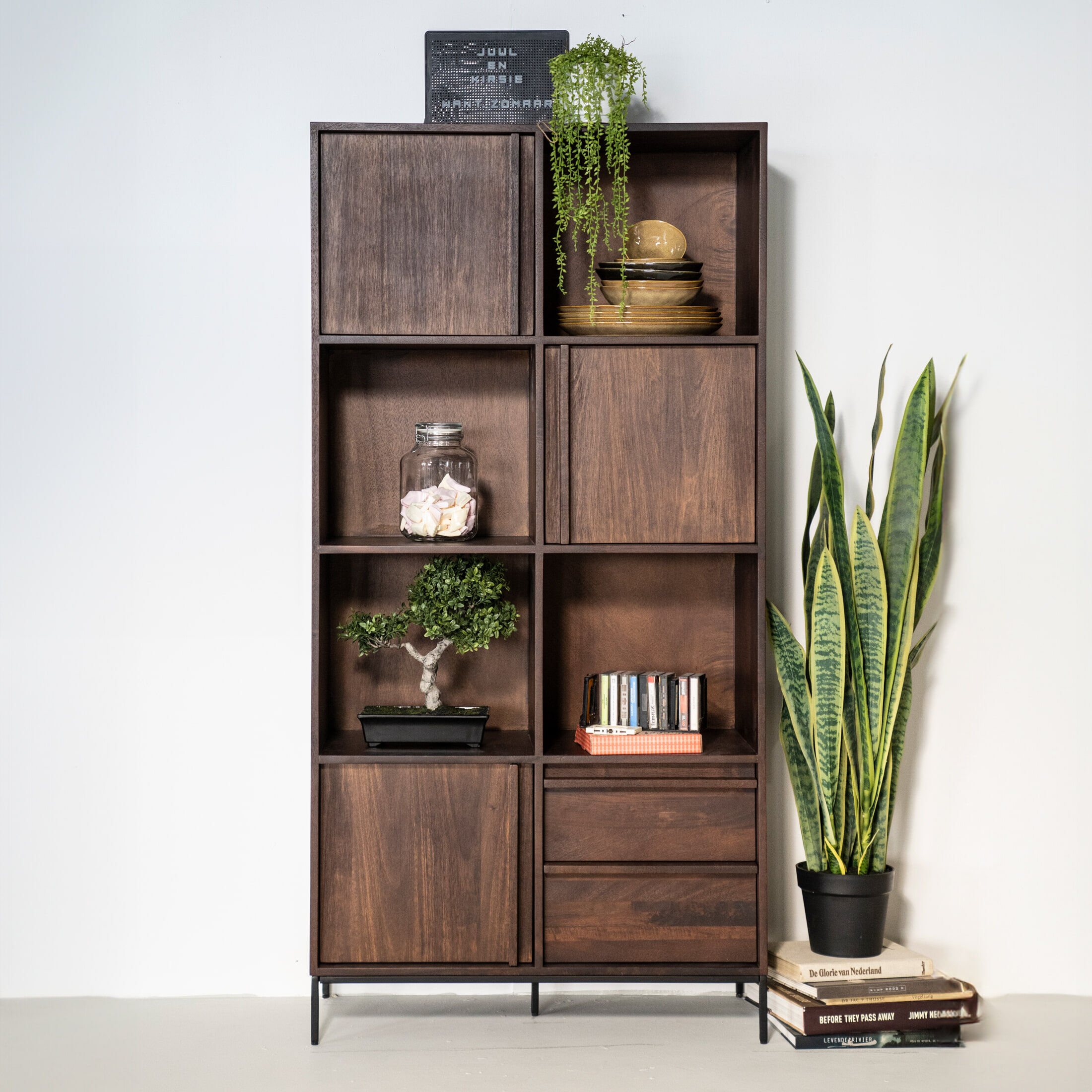 Eleonora Opbergkast Jimmy Mangohout en Metaal, 180 x 90cm - Bruin - 8719087028495