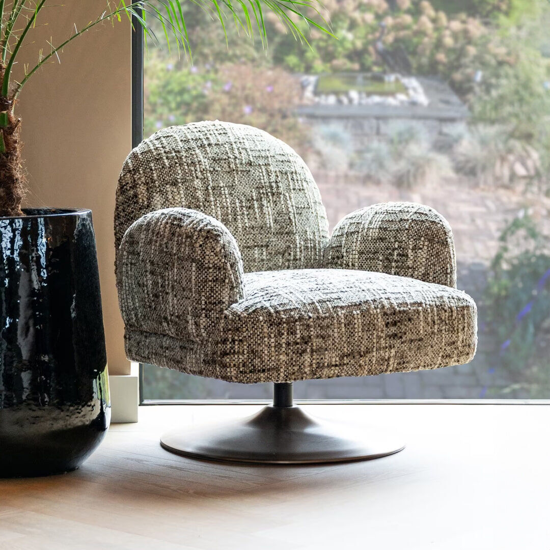 Richmond Draaifauteuil Kagney Geweven stof - Bruin - 8721009416389