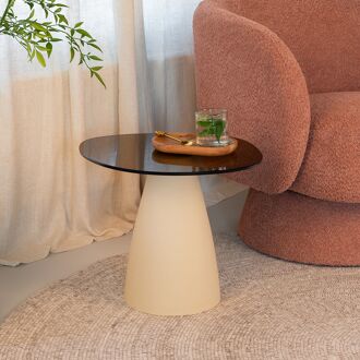 Sohome Organische Salontafel Jacky Glas en betonlook, 50 x 43cm - Beige - 7439613586558