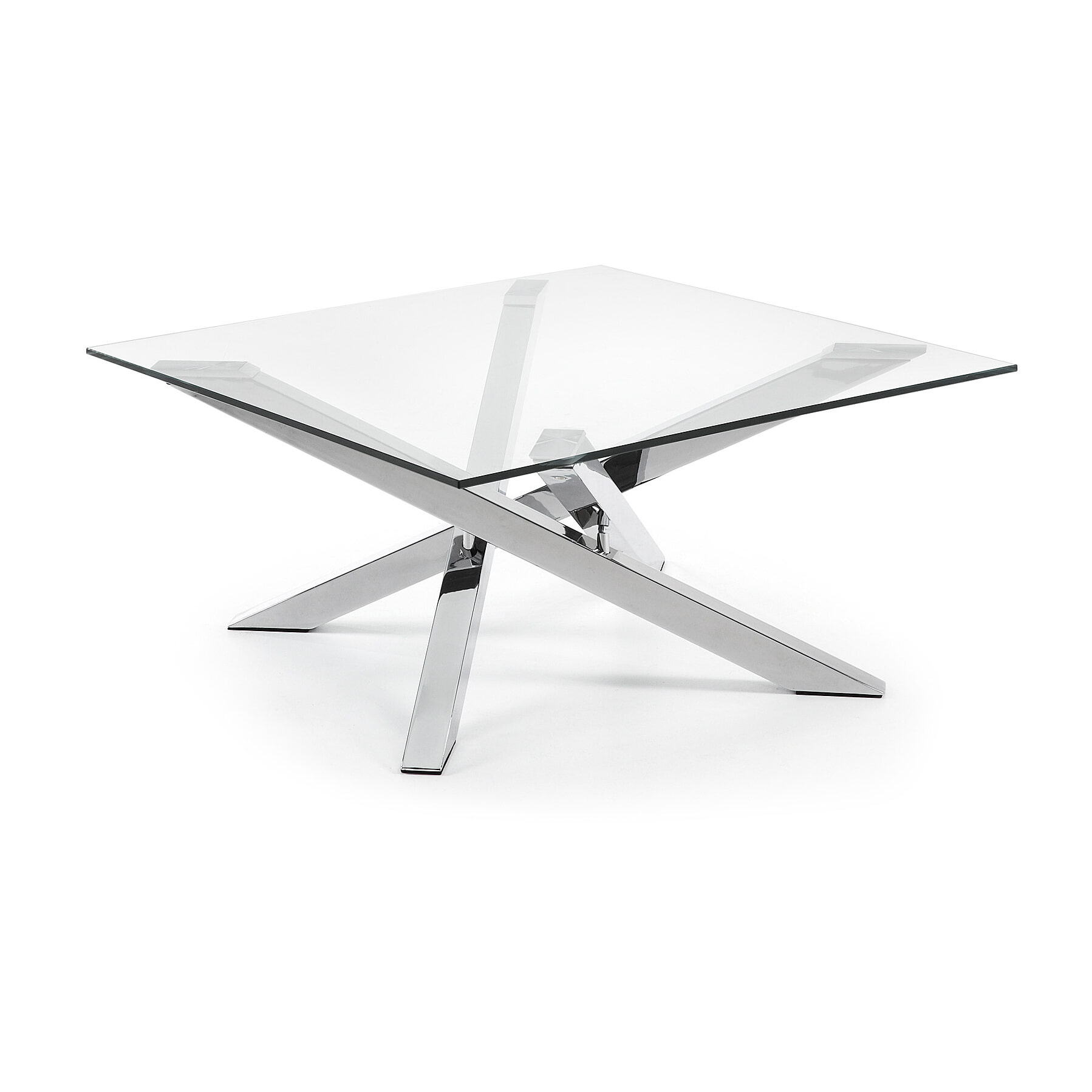 Kave Home Salontafel Kamido 90 x 90cm - Chroom,Transparant - Vierkant - 8433840271484