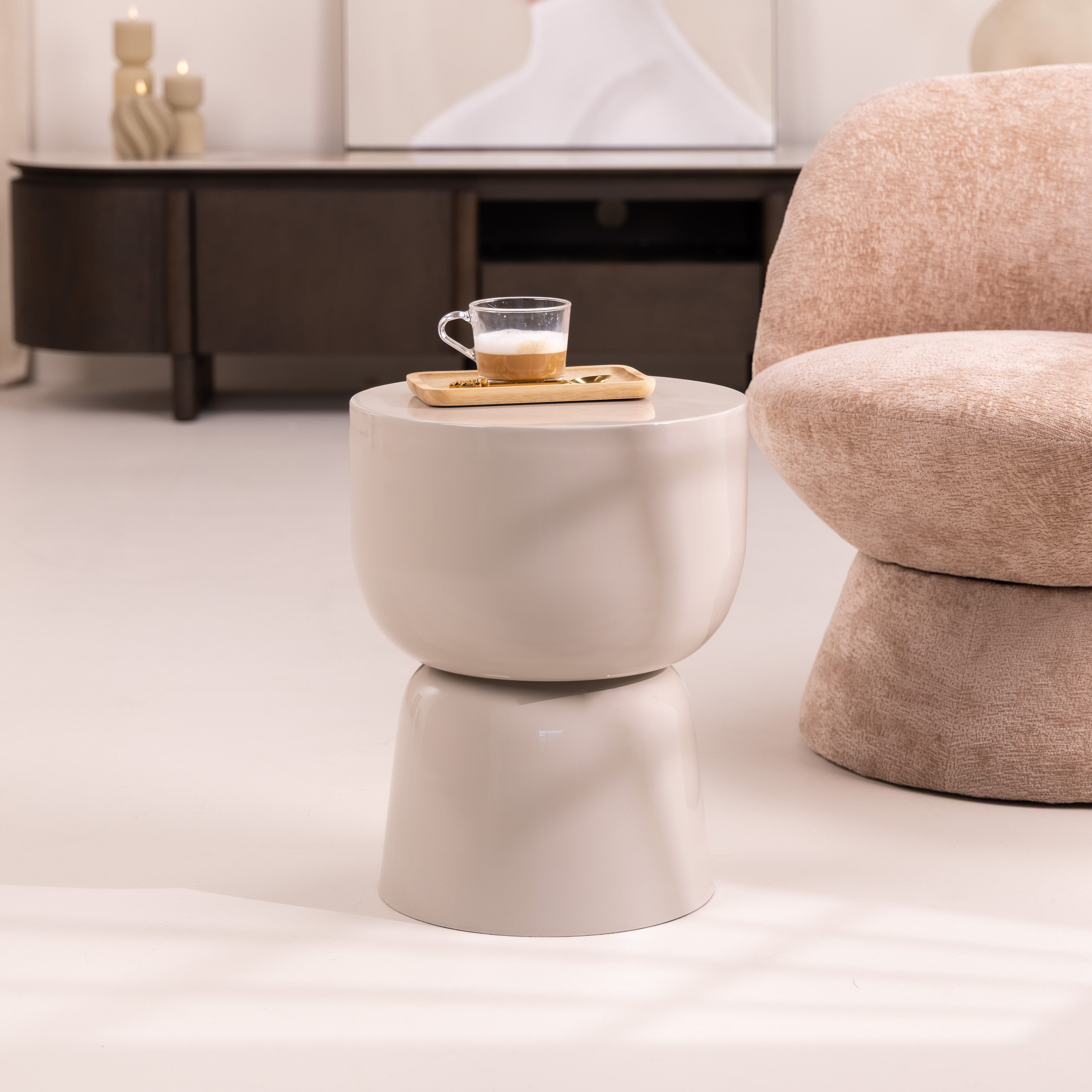 Brix Ronde Bijzettafel Kian 35cm - Off White - 7439613564594