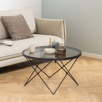 Bendt Ronde Salontafel Kira Glas 80cm - zwart - 5713941272591