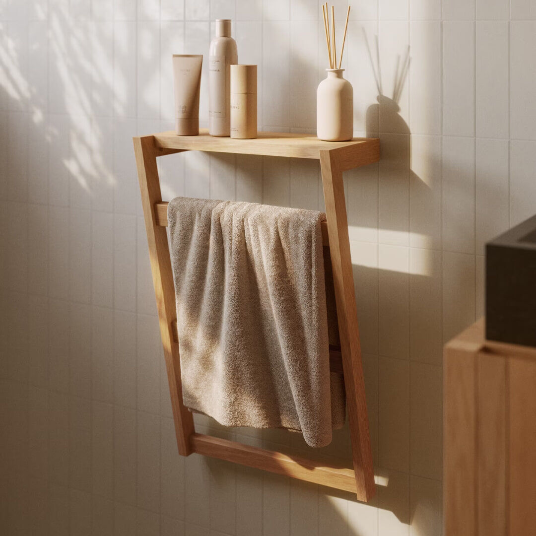 Kave Home Handdoekenrek Kuveni Teakhout - 8433840508061