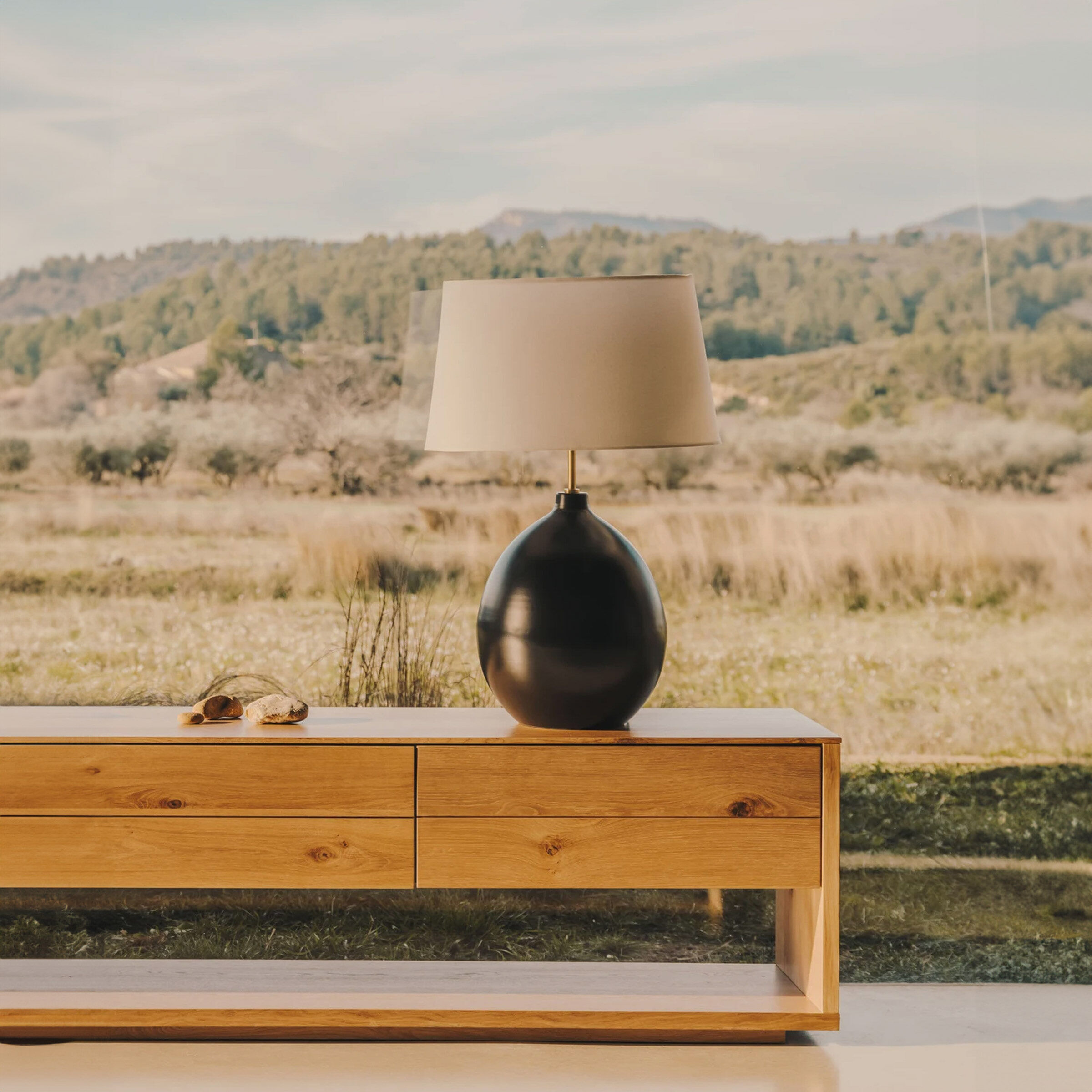 Kave Home Tafellamp Foixa incl kap, 72cm hoog - Zwart - 8433840792972