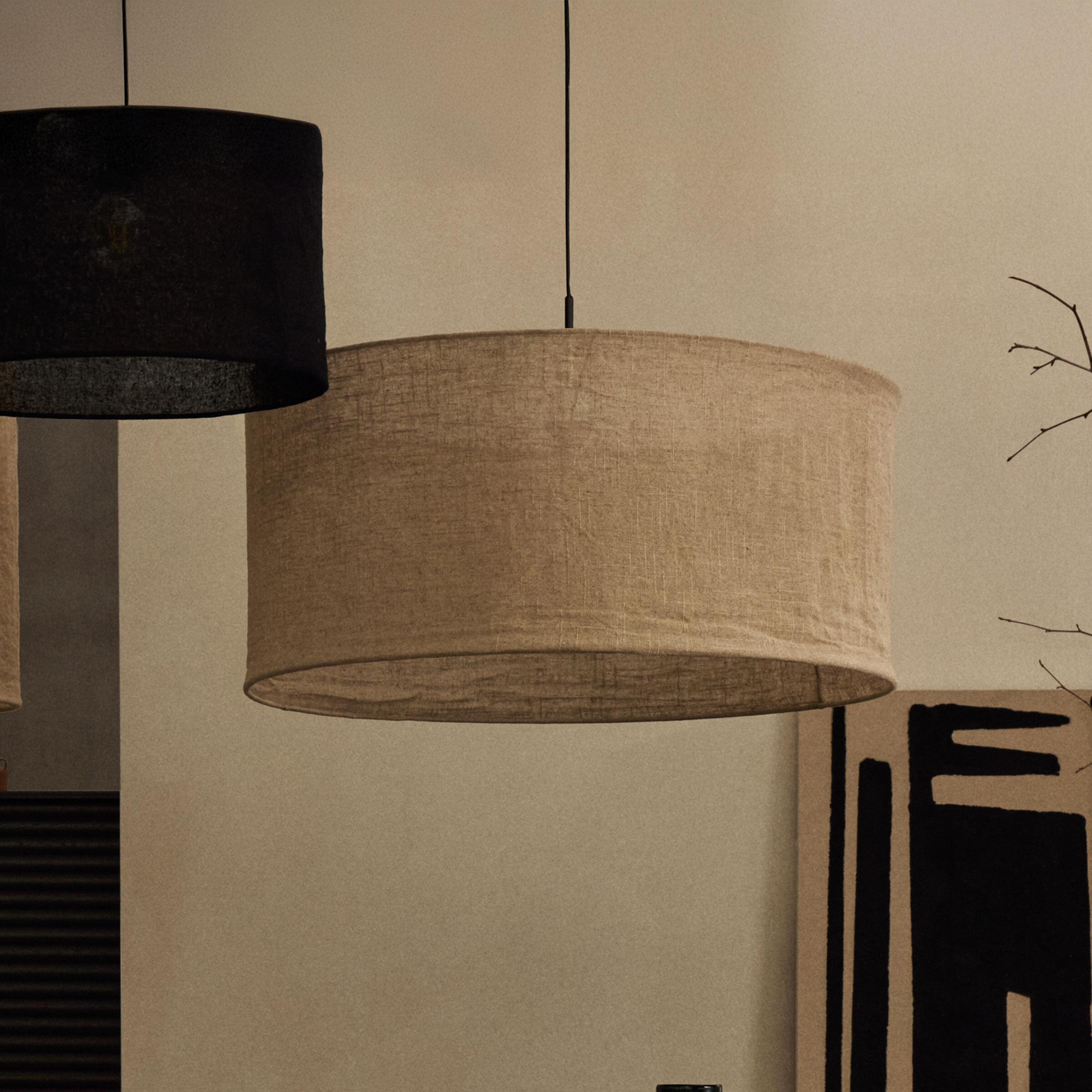 Kave Home Lampenkap Mariela 80cm, Linnen - Beige - Japandi - 8433840880983