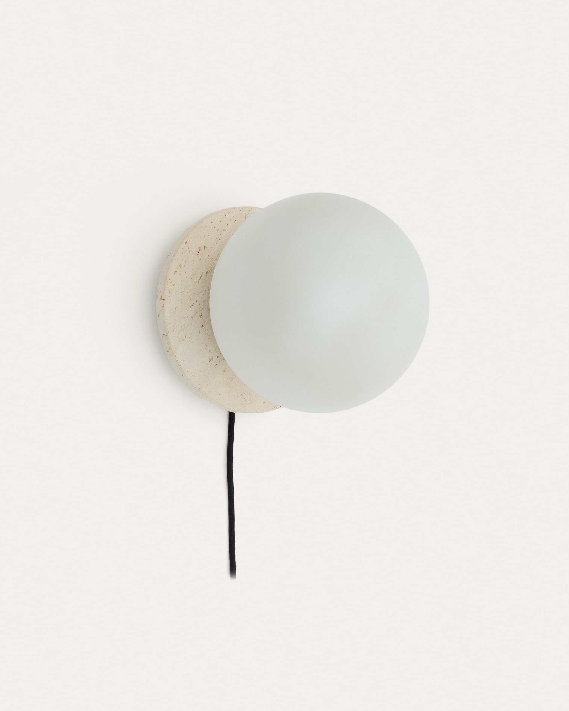 Kave Home Wandlamp Malachi Travertin en glas - Wit - 8433840940069