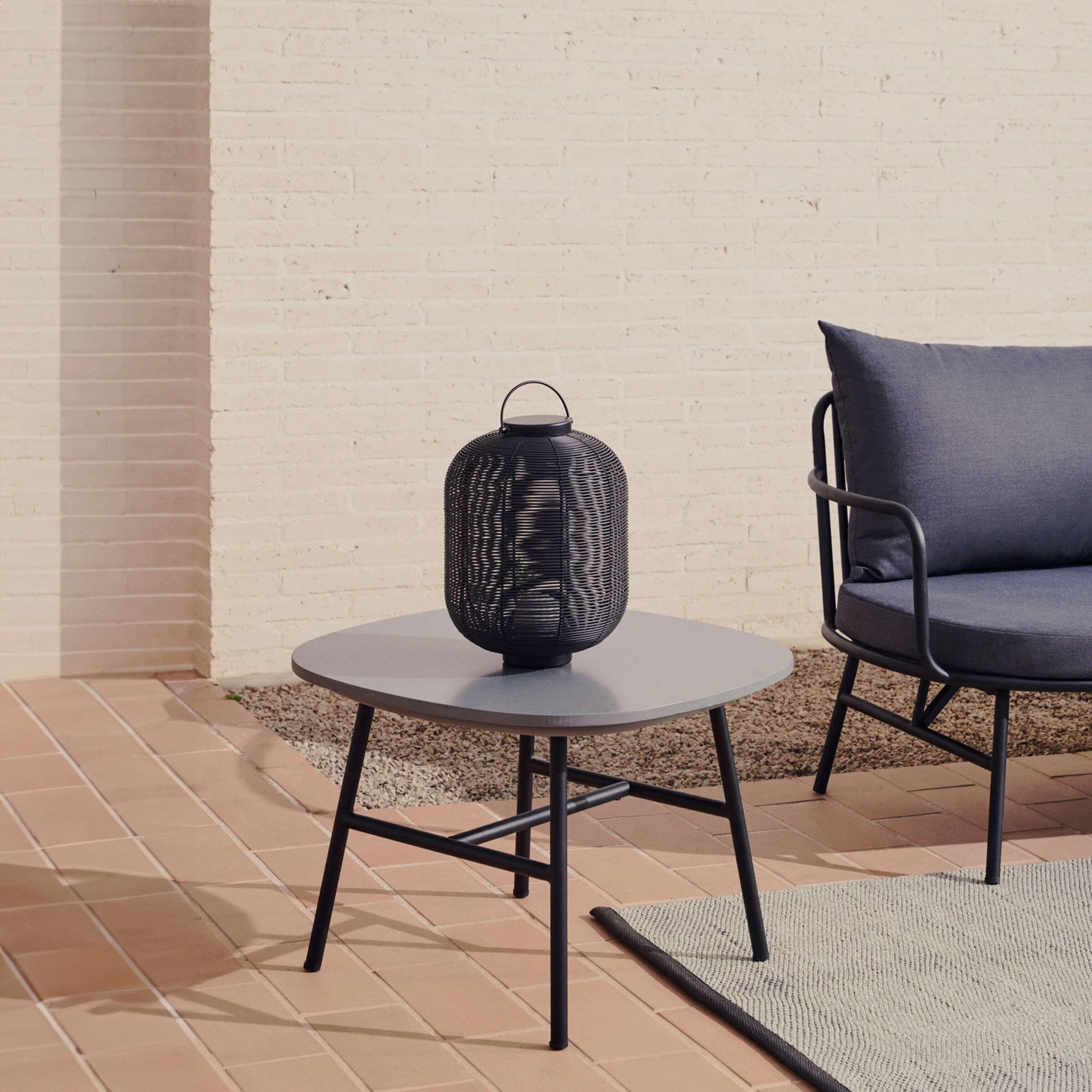 Kave Home Tafellamp Saranella Rotan, 37 cm hoog - Zwart - 8433840834832