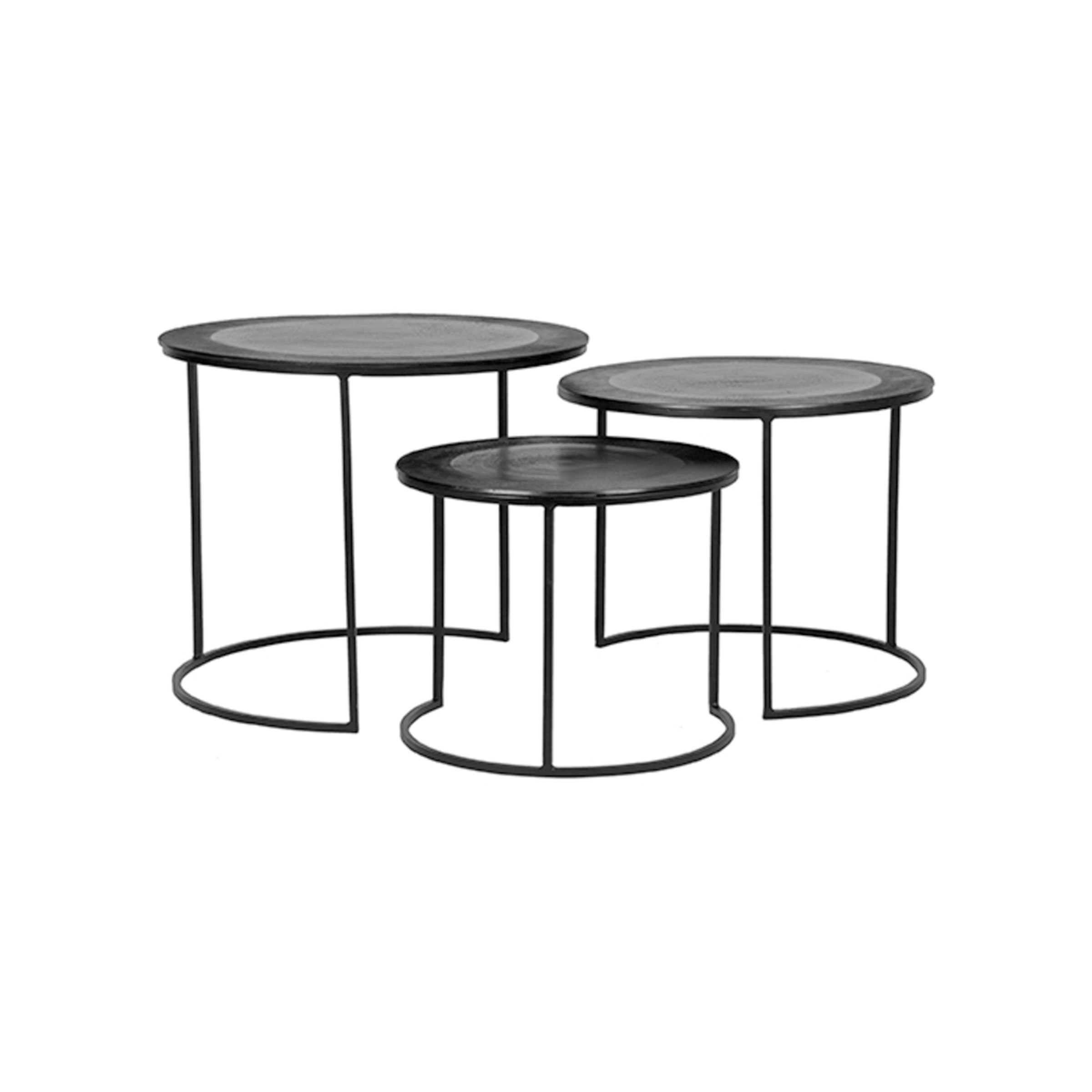 LABEL51 Salontafel Tres Set van 3 stuks - Zwart - Rond - 8720195420194