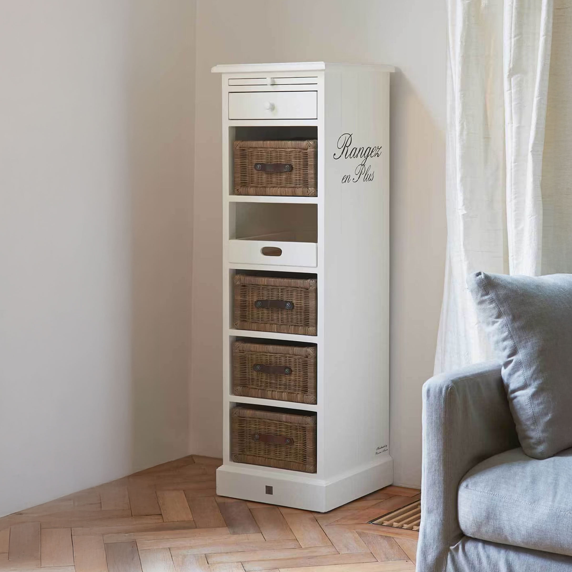 Rivièra Maison Ladekast Rangez en Plus Met 4 rattan laden - Hout - 8718056316199