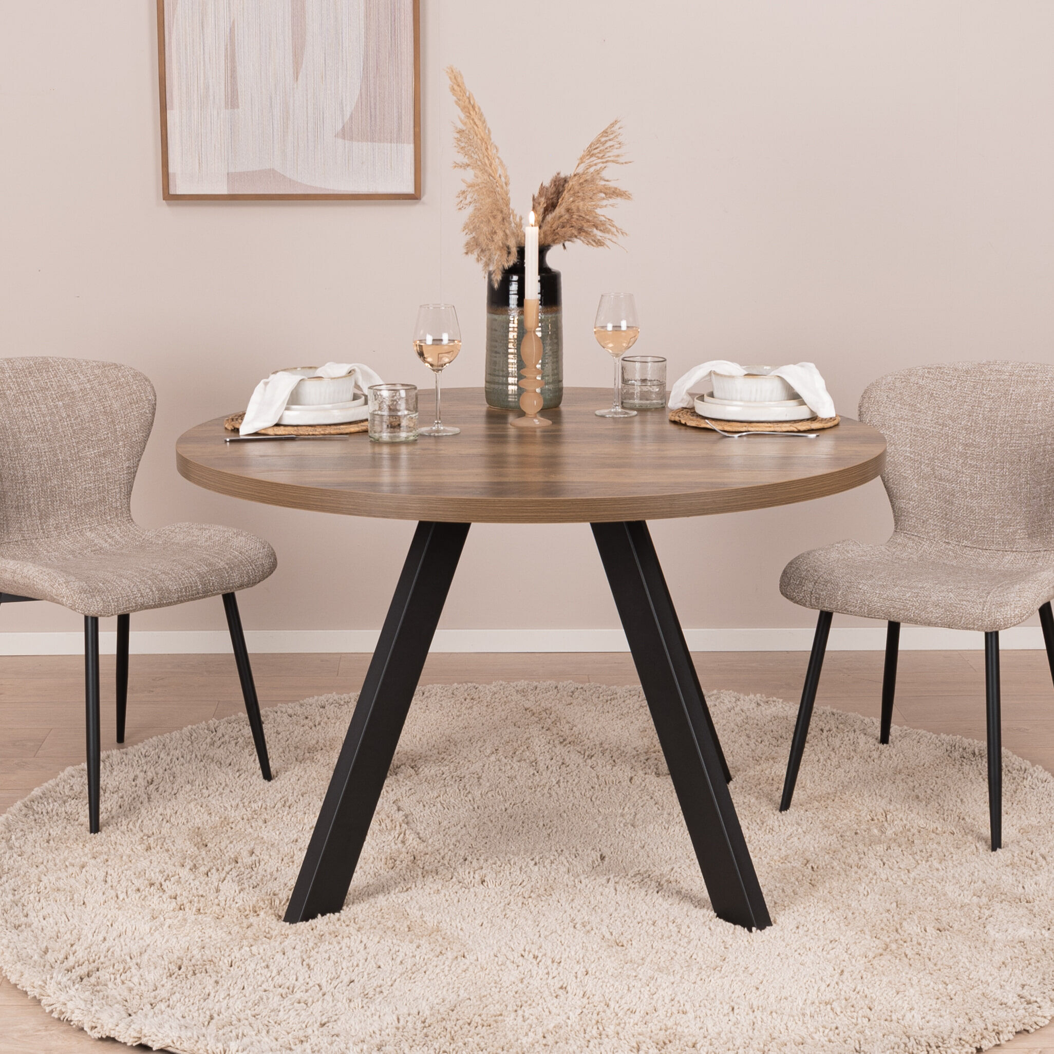 Sohome Uitschuifbare Ronde/Ovale Eettafel Lias Eikenlook, 120-210 x 75cm - Naturel - 5713941274236