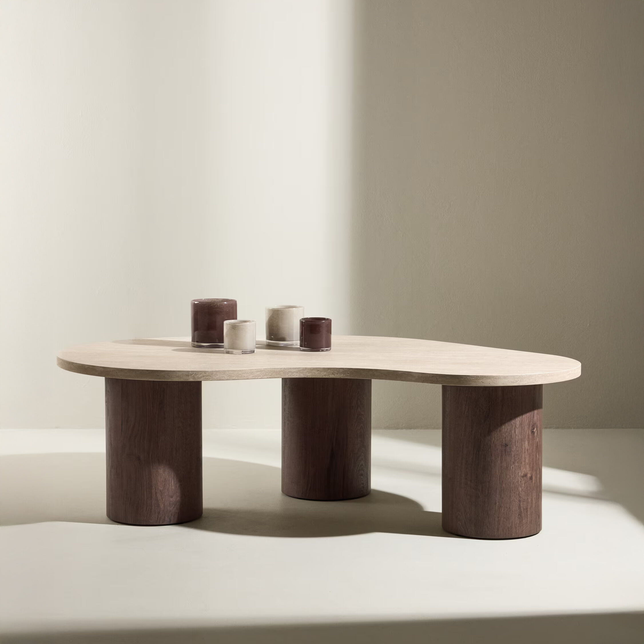 Nohr Organische Salontafel Lawanda Travertinlook, 130 x 78cm - Beige - 7340220844347