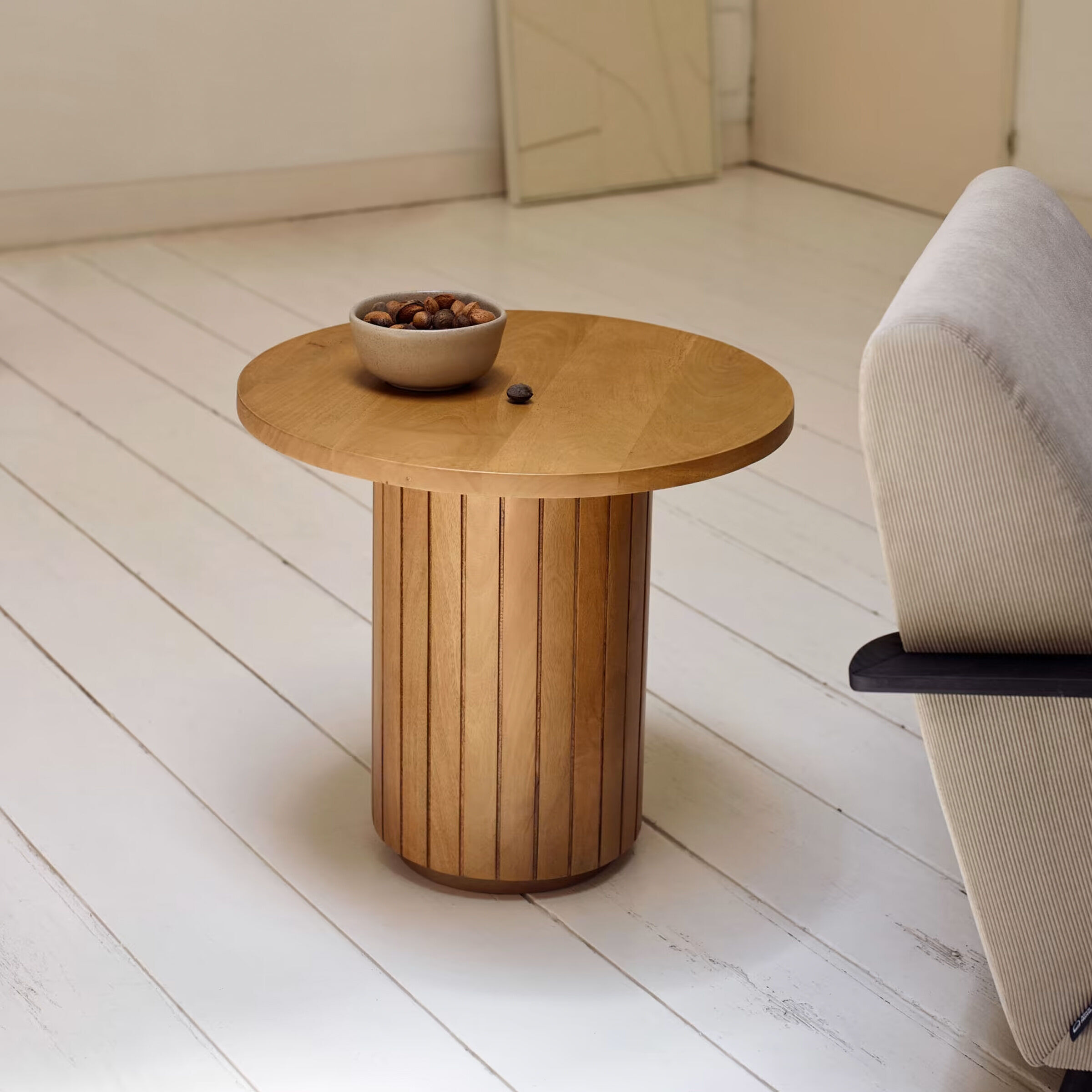 Kave Home Ronde Bijzettafel Licia Mangohout, 60cm - Naturel - 8433840781129