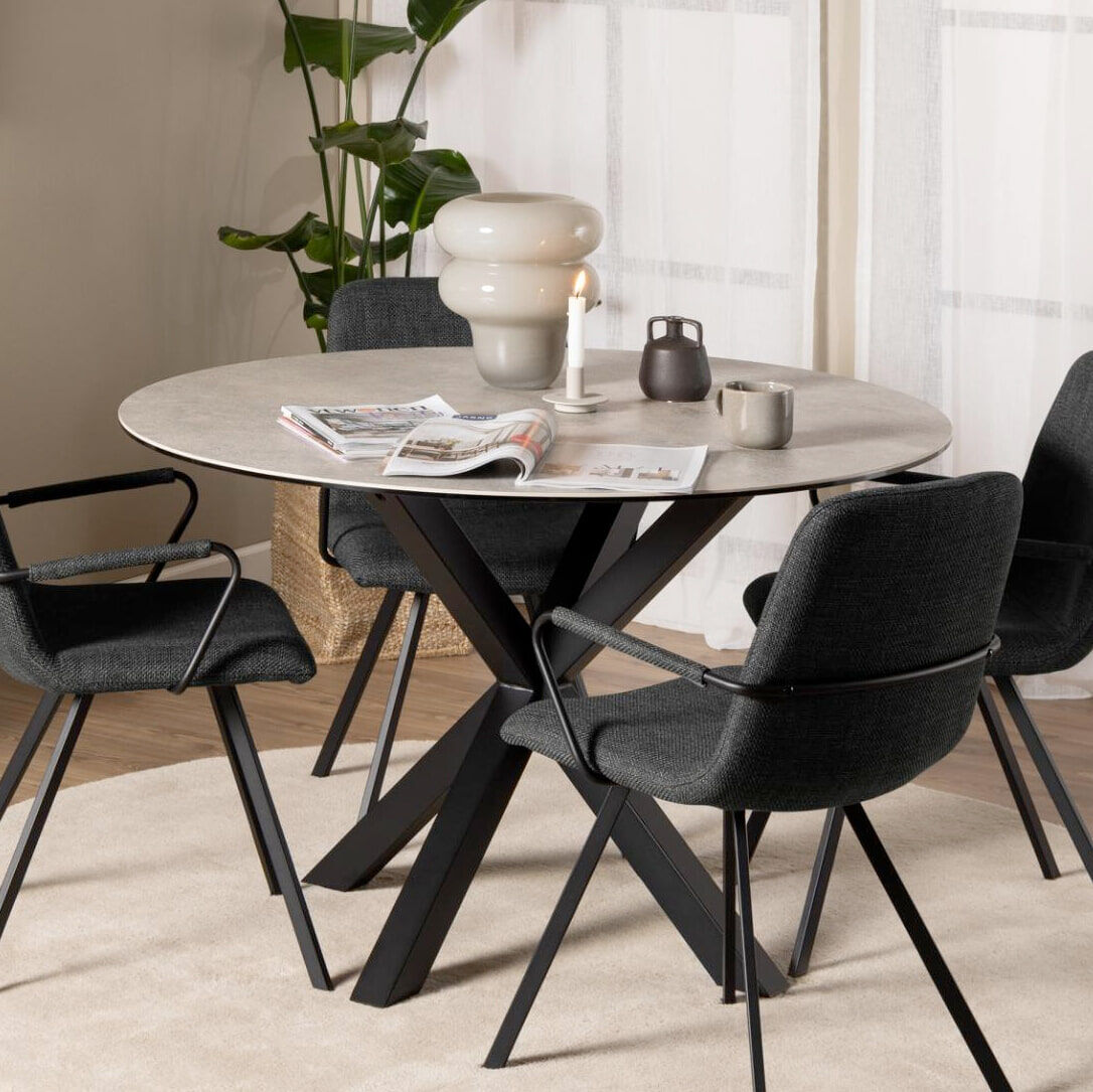 Bendt Ronde Eettafel Line Keramiek, 119cm - Grijs - 5713941293299