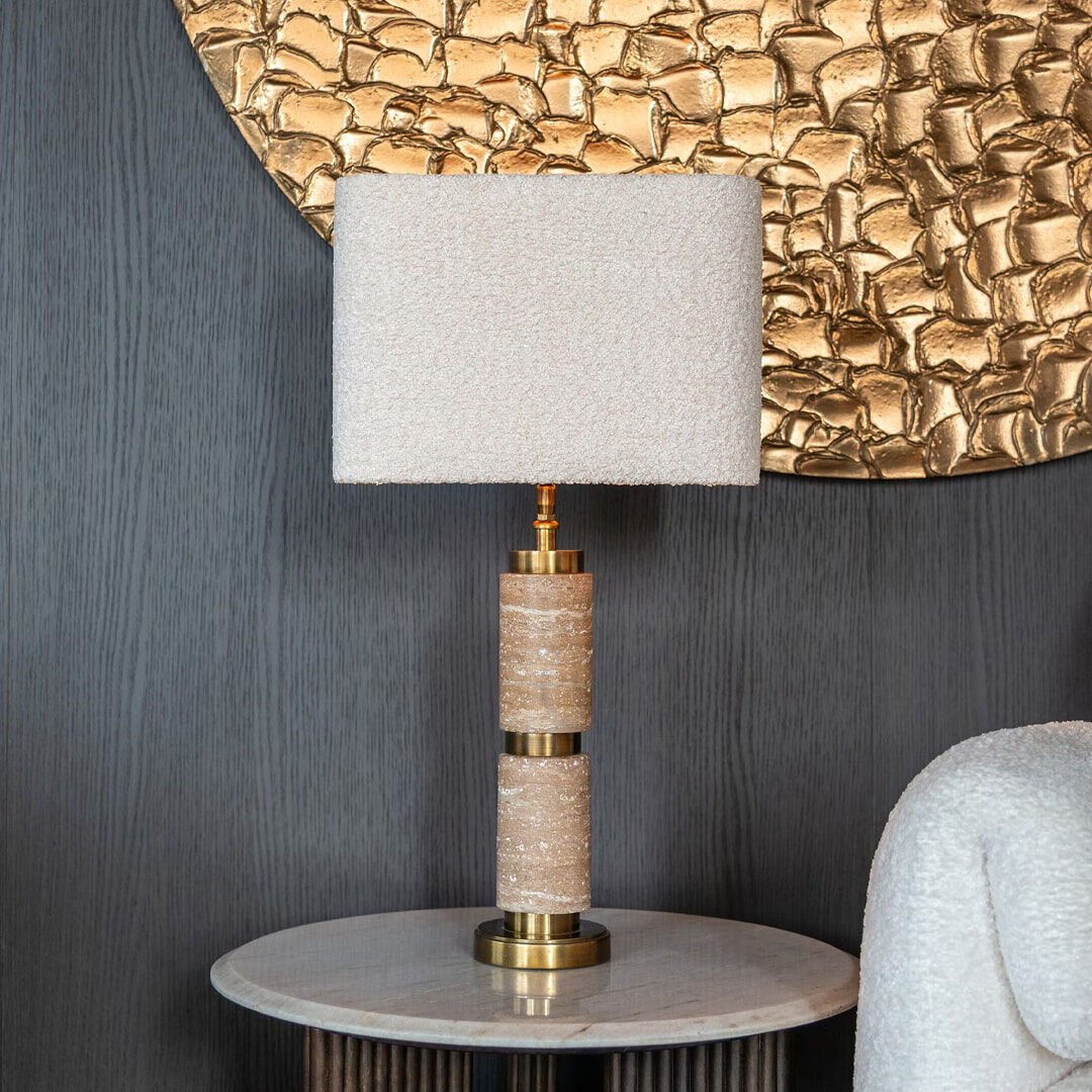 Richmond Tafellamp Lis Travertin, 36cm hoog - Goud - 8720621693611