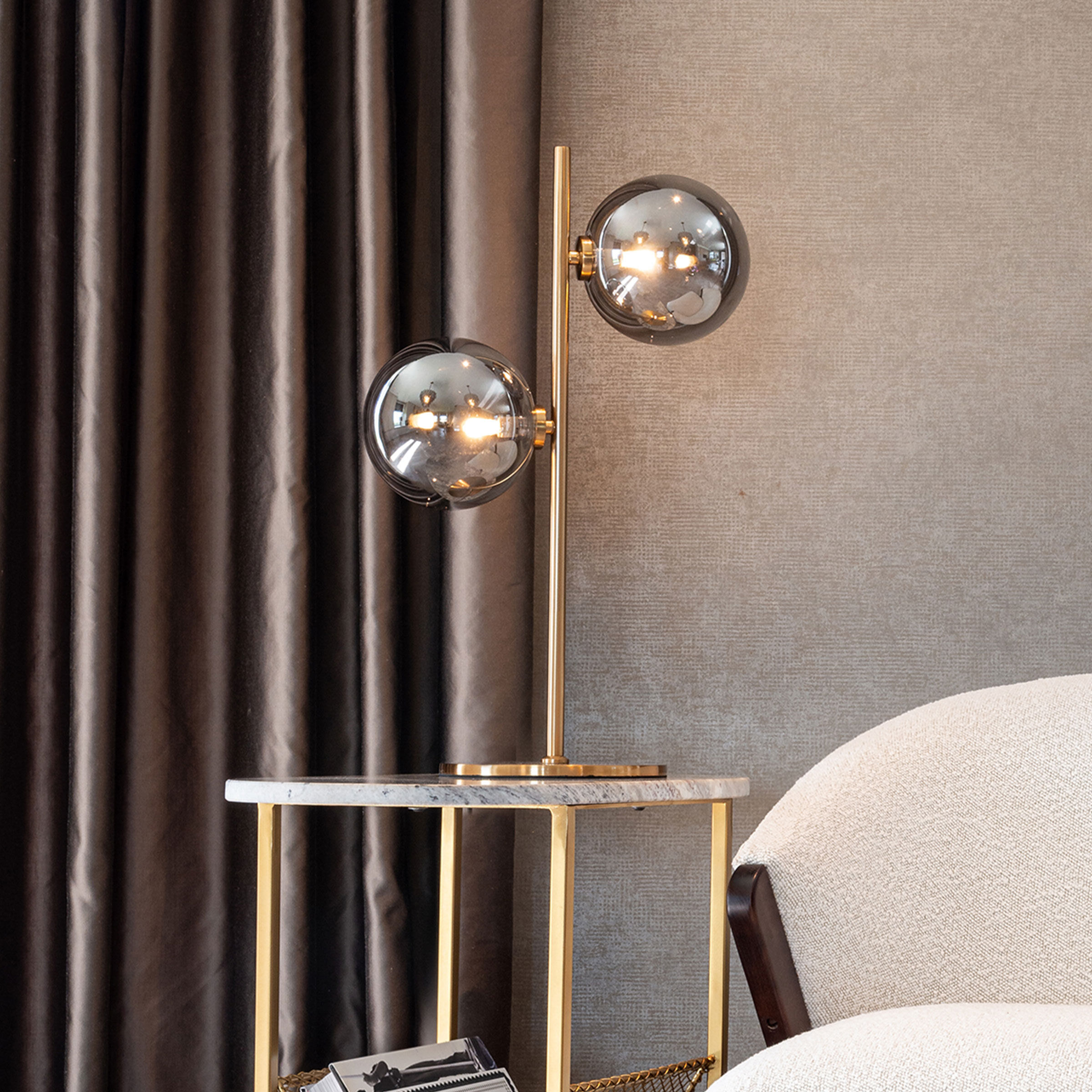 Richmond Tafellamp Lise 2-lamps - Brushed Gold - 8720621688877