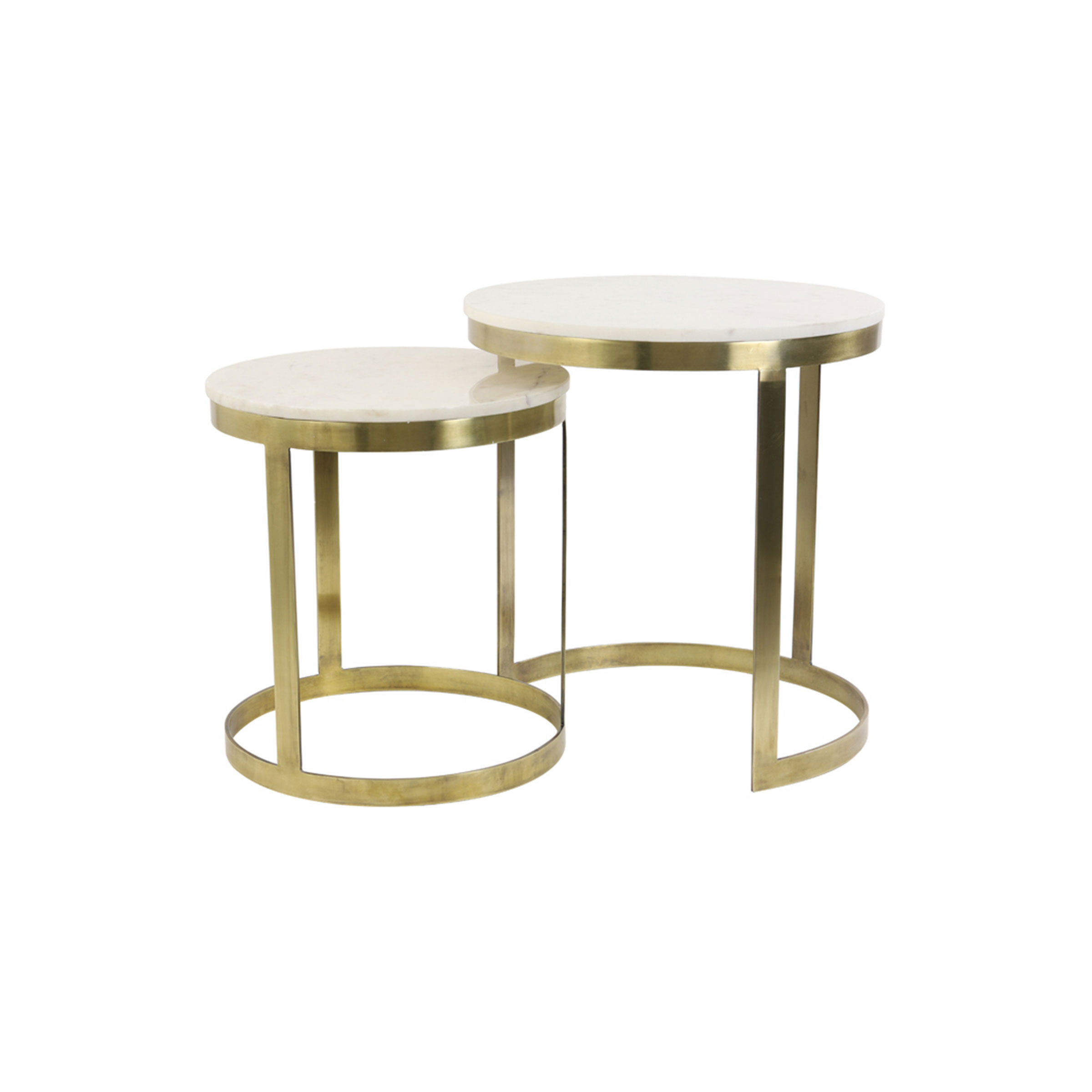 Light & Living Bijzettafel Perlato Set van 2 stuks - Wit - Rond - 8717807307059