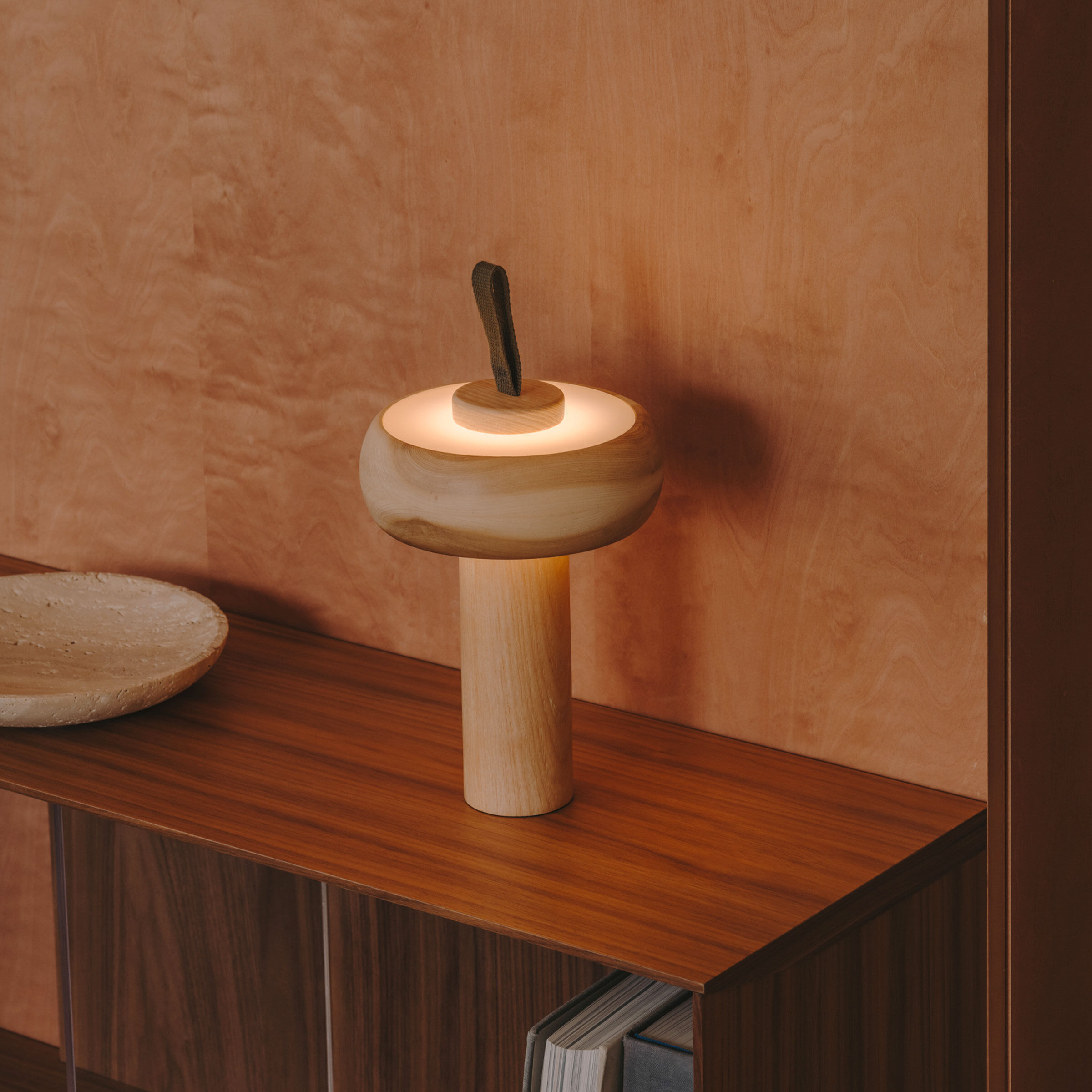 Kave Home Draagbare Tafellamp Luba Essenhout, 30cm - Naturel - 8433840841007