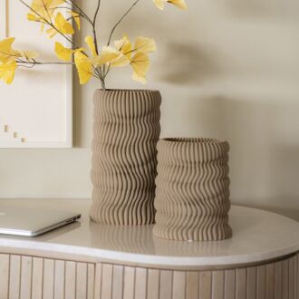 By-Boo Vaas Mae 3D geprint Keramiek, 20cm - Beige - 8720874594543