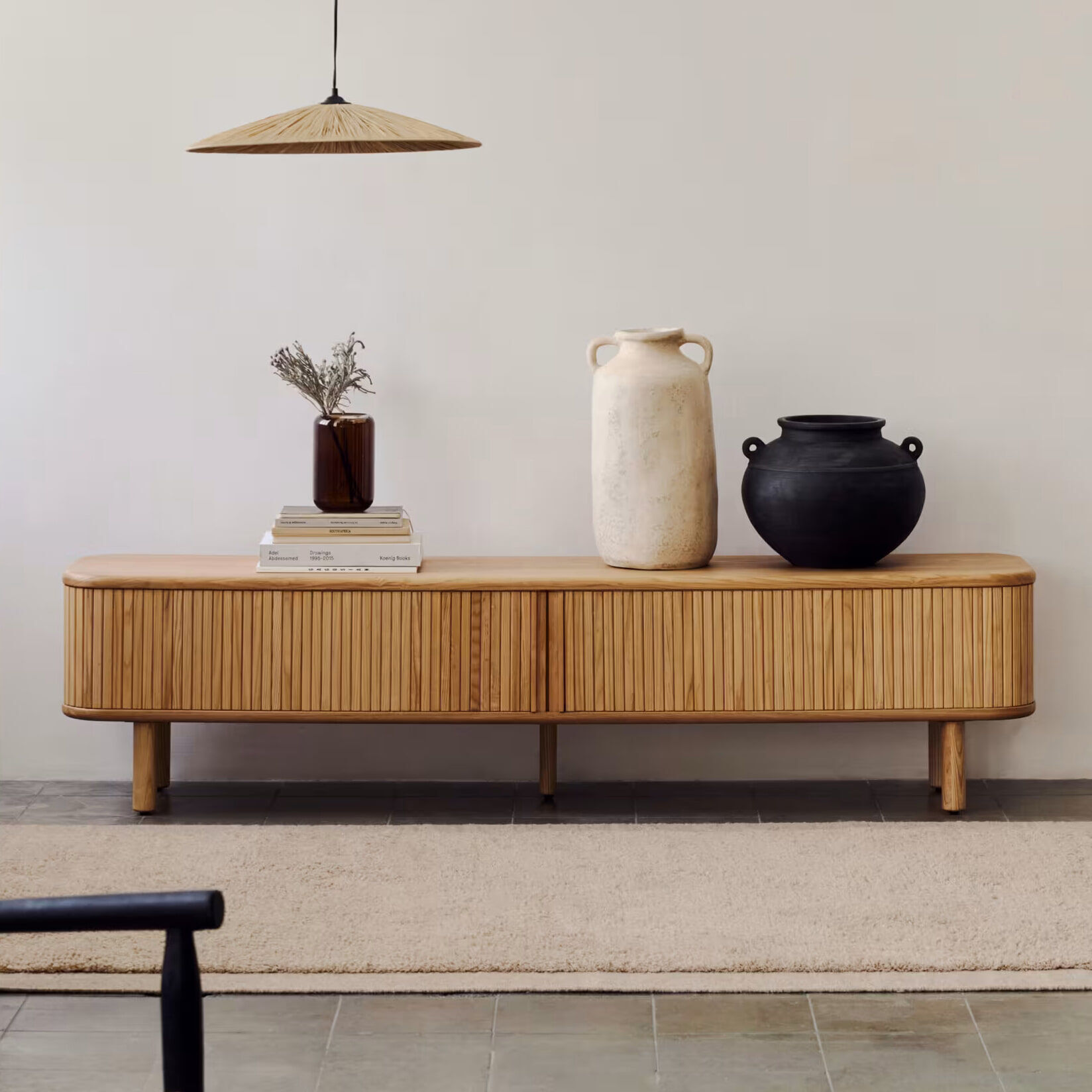 Kave Home TV-meubel Mailen Essenhout, 200cm - Naturel - 8433840829388