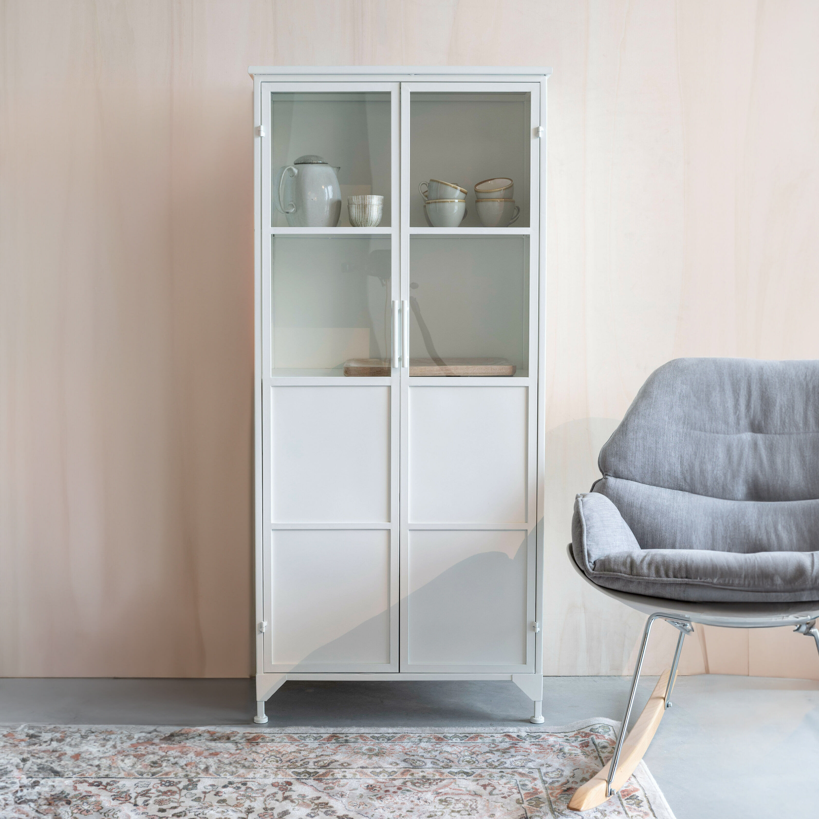 ZILT Vitrinekast Majah metaal 150 x 68cm - Wit - 9506849368673