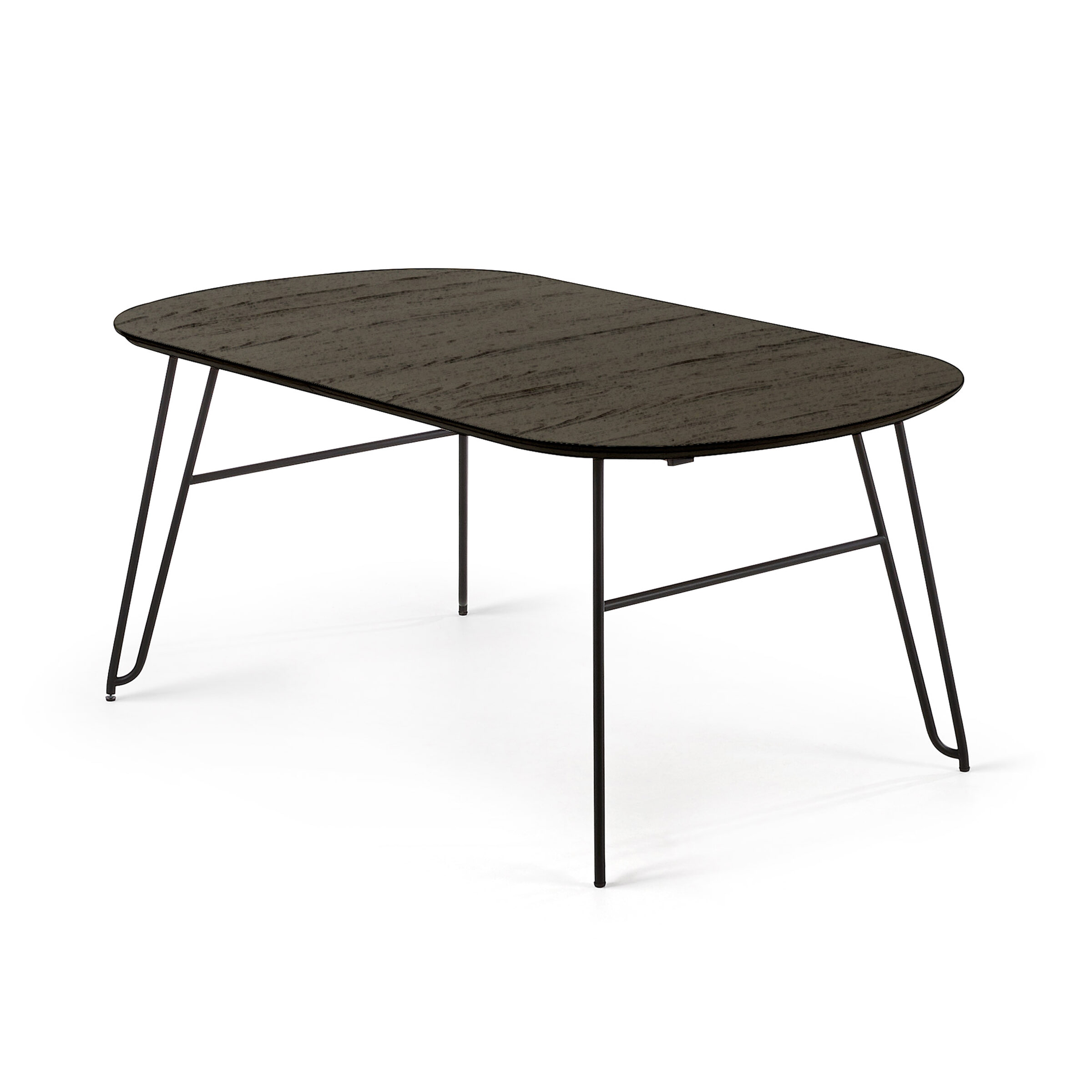 Kave Home Uitschuifbare Ovale Eettafel Milian 170 - 320 x 100cm - Zwart - Ovaal - 8433840542355