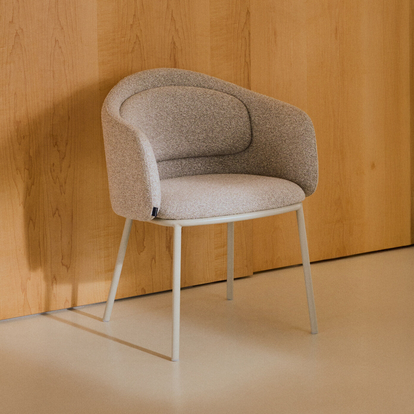 Kave Home Eetkamerstoel Minda Grove Chenille - Beige - 8433840941233