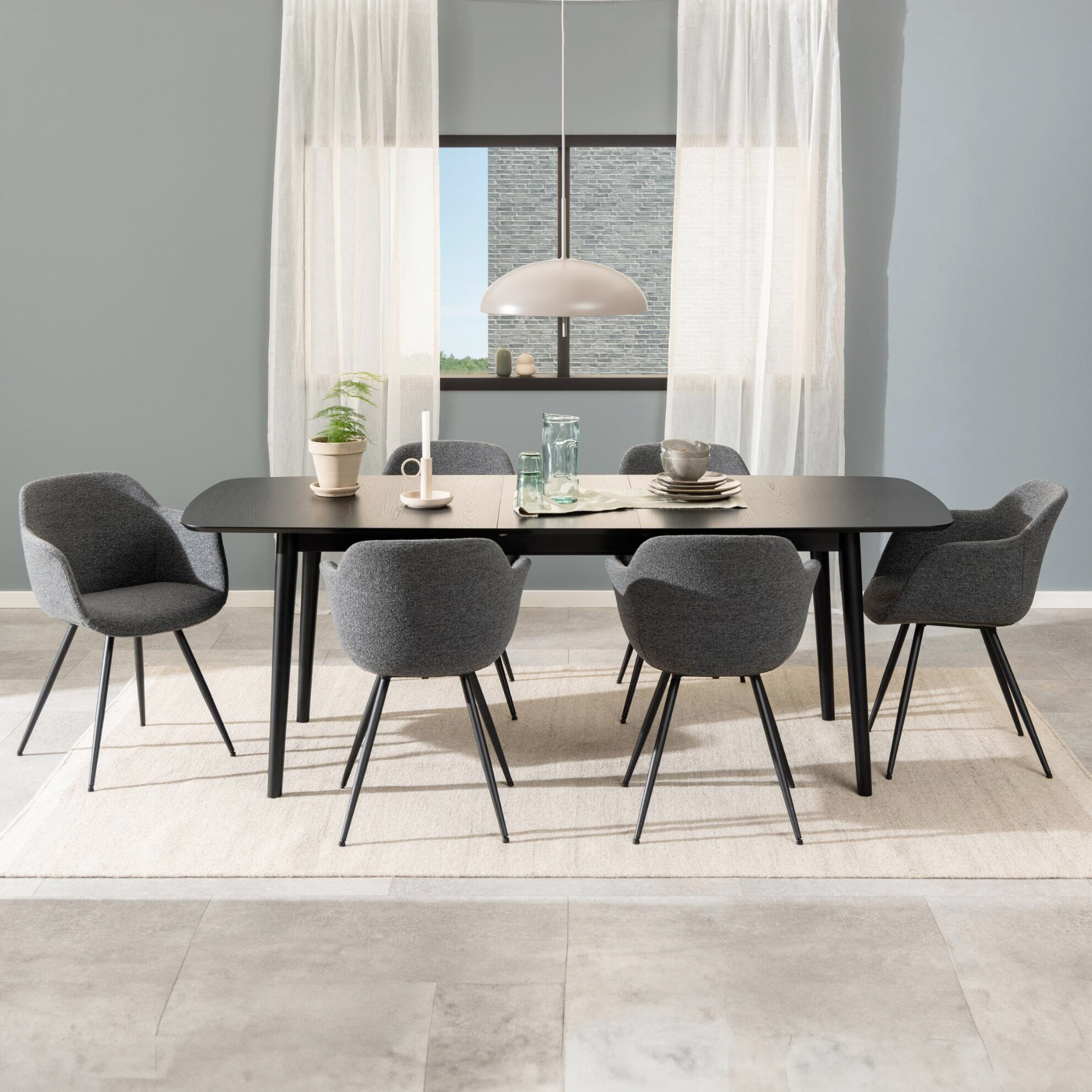 Bendt Uitschuifbare Eettafel Montreux Eiken 180-219 x 90cm - zwart - 5713941266798