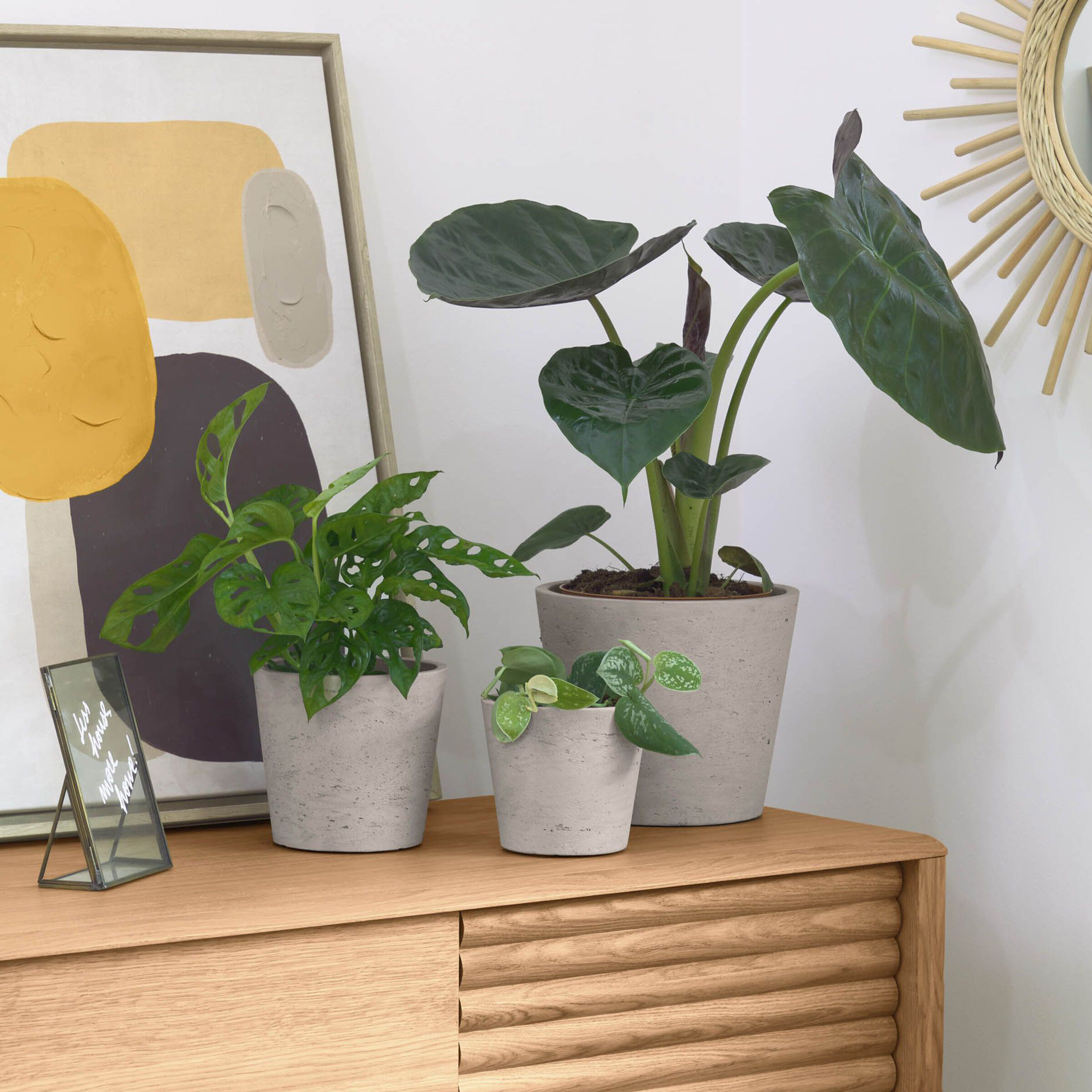 Kave Home Plantenpot Low Set van 3 stuks - Grijs - 8433840421537