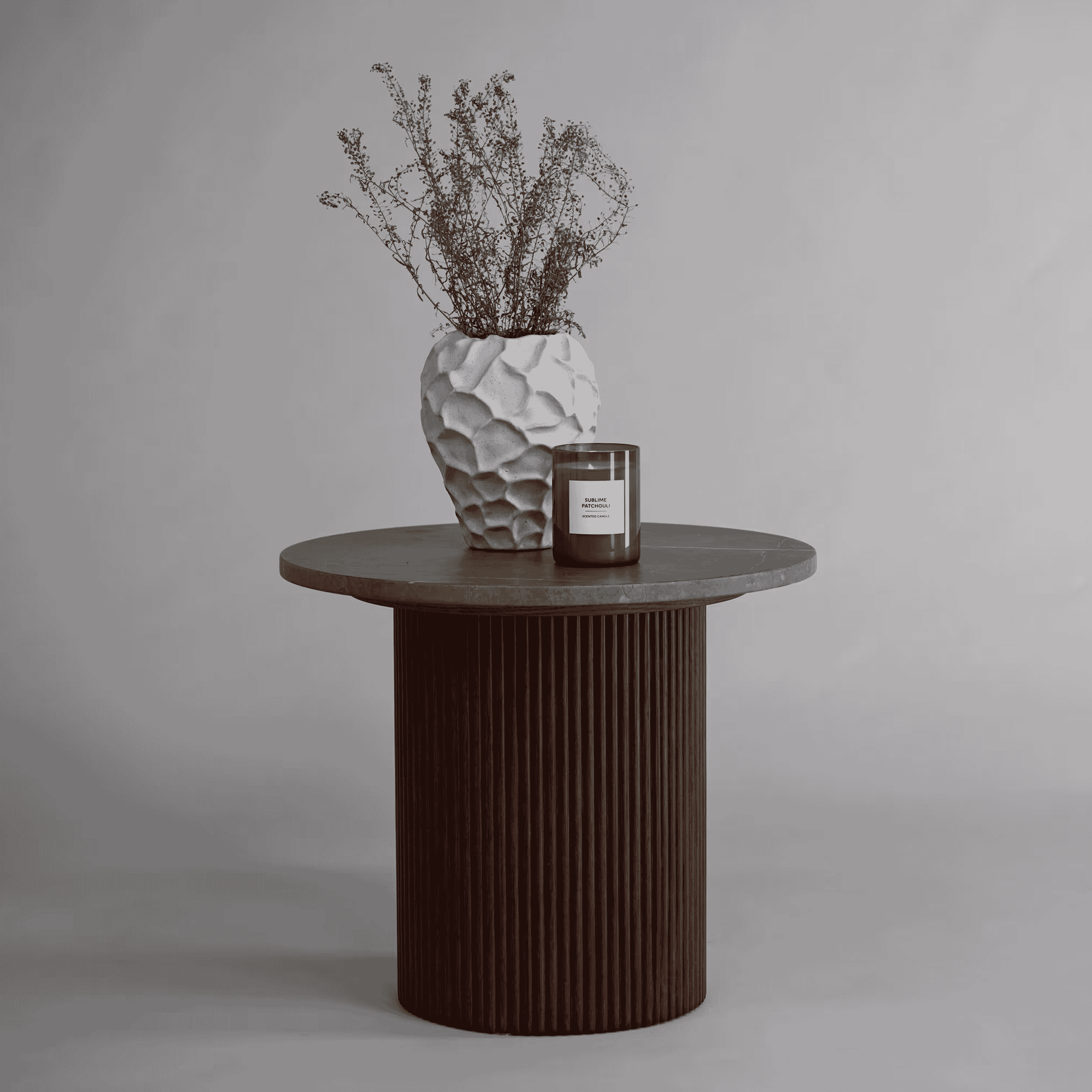 Nohr Ronde Bijzettafel Adrin Marmerlook, 52cm - Walnoot - 7340206970596