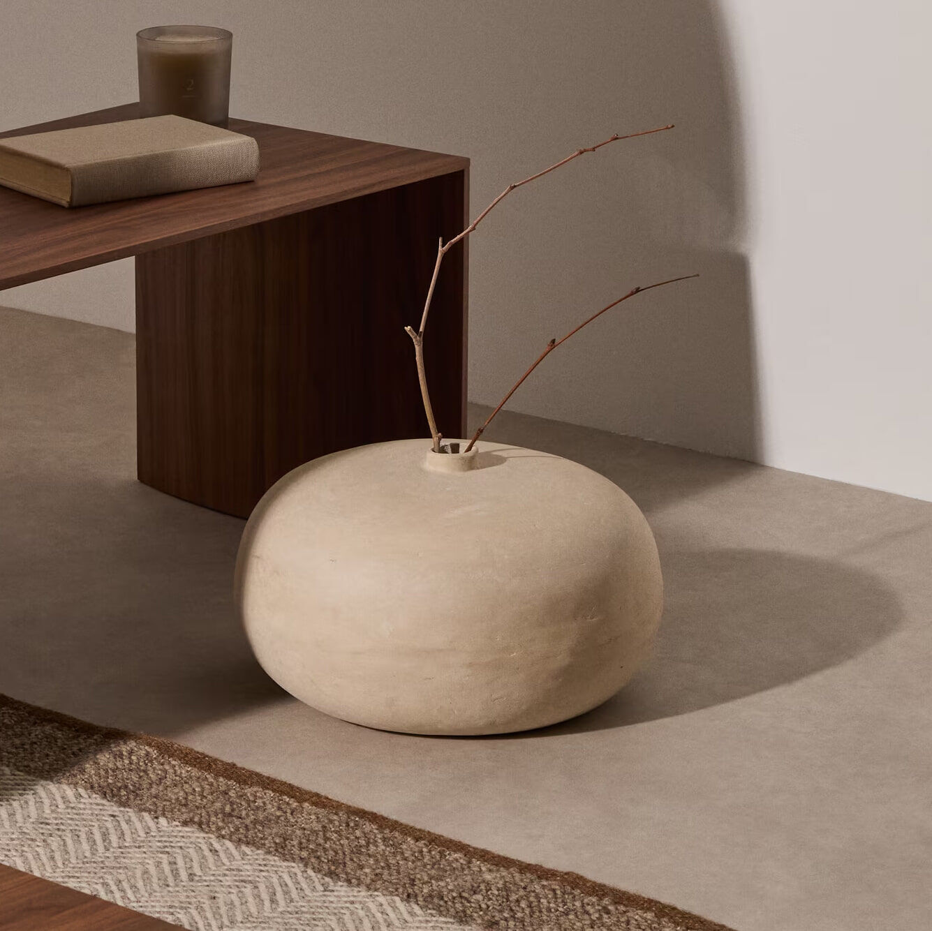 Kave Home Vaas Nivala Papier maché, 40cm - Wit - 8447305007273