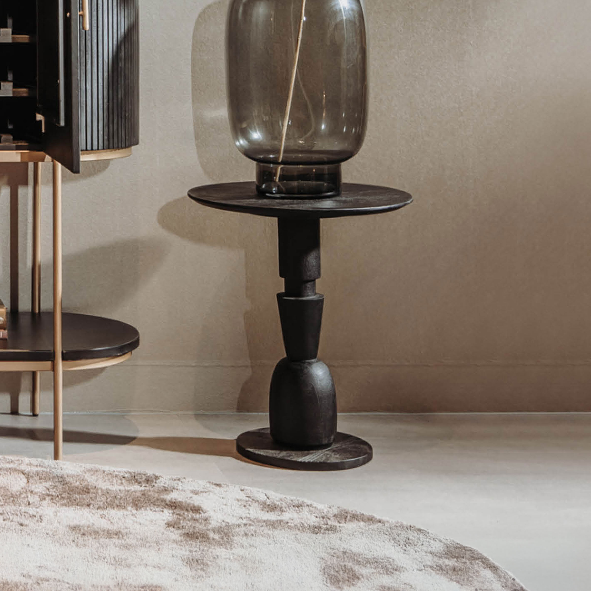 Tower Living Bijzettafel Brunello Mangohout, 60cm hoog - Zwart - Rond - 9509411945760