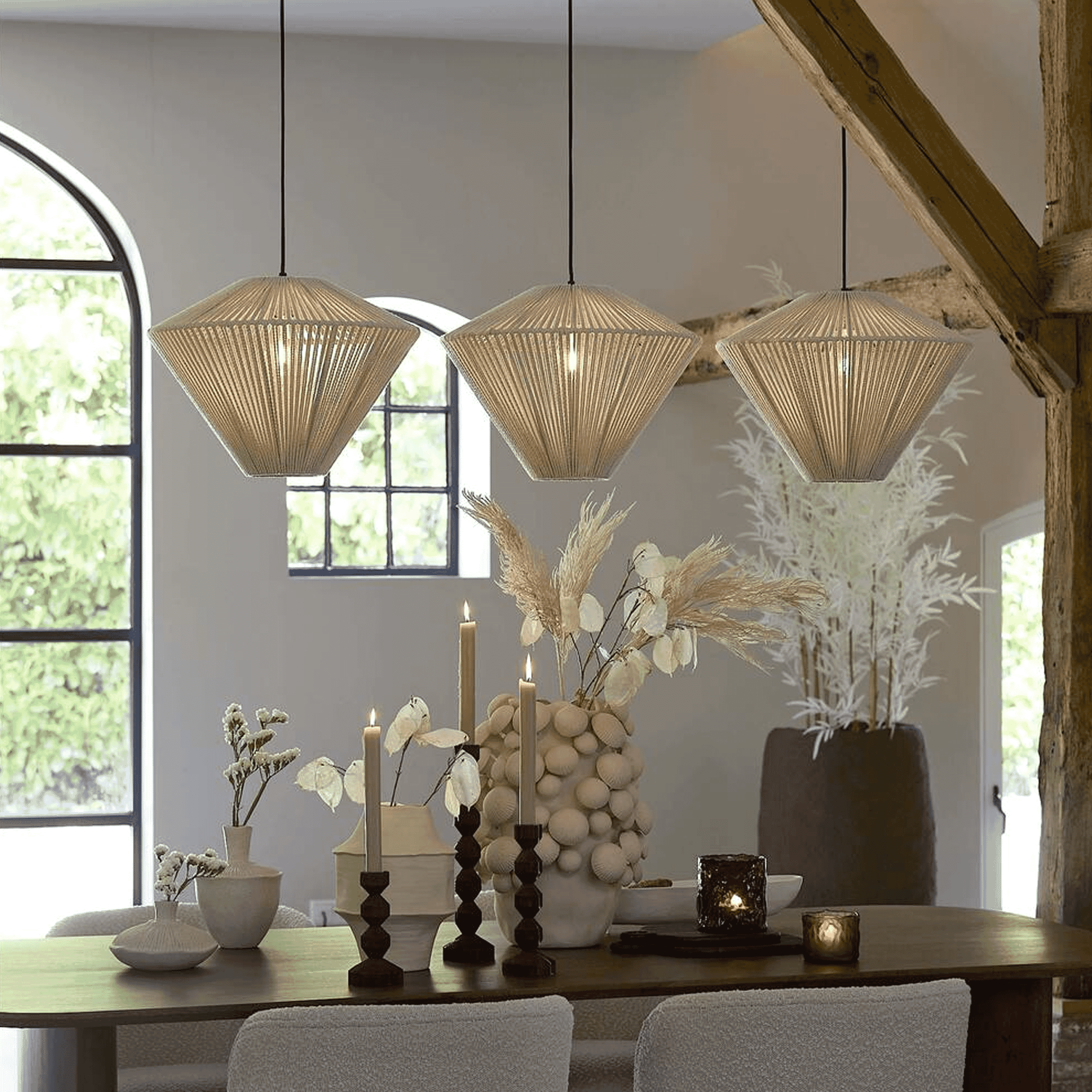 Light & Living Hanglamp Felida 3-lamps - Crème - Japandi - 8717807711801