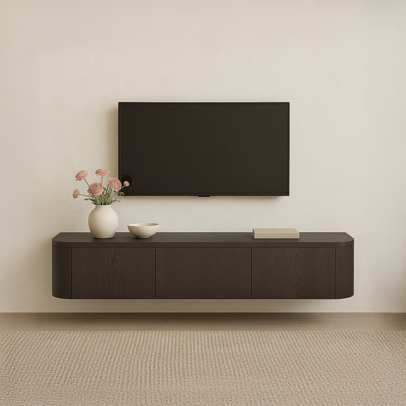 Livingfurn Zwevend TV-meubel Novero Eiken, 180cm - Espresso - 7439613566598