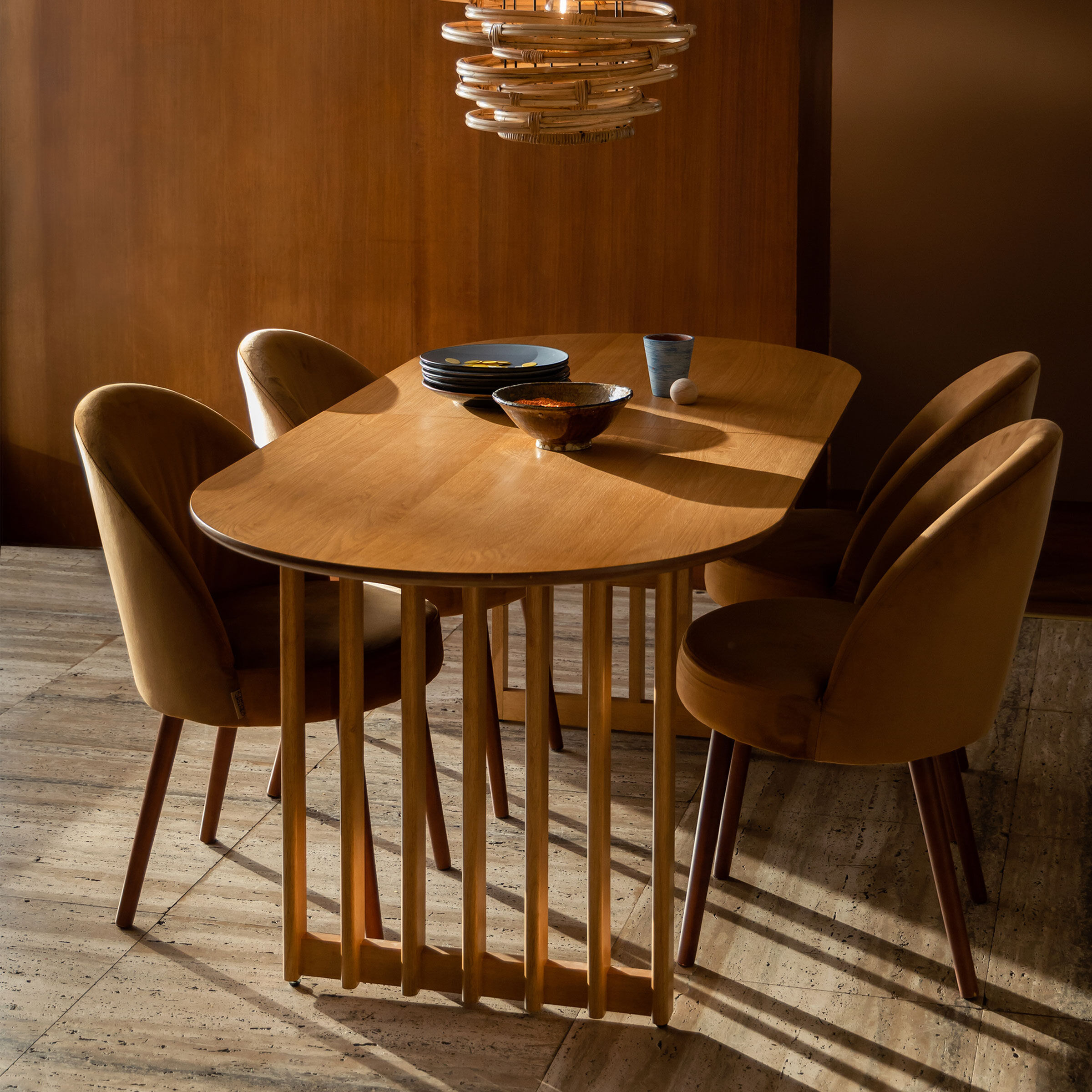 Dutchbone Uitschuifbare Eettafel Barlet Eikenhout, 200/240 x 90cm - Bruin - Ovaal - 8718548071919