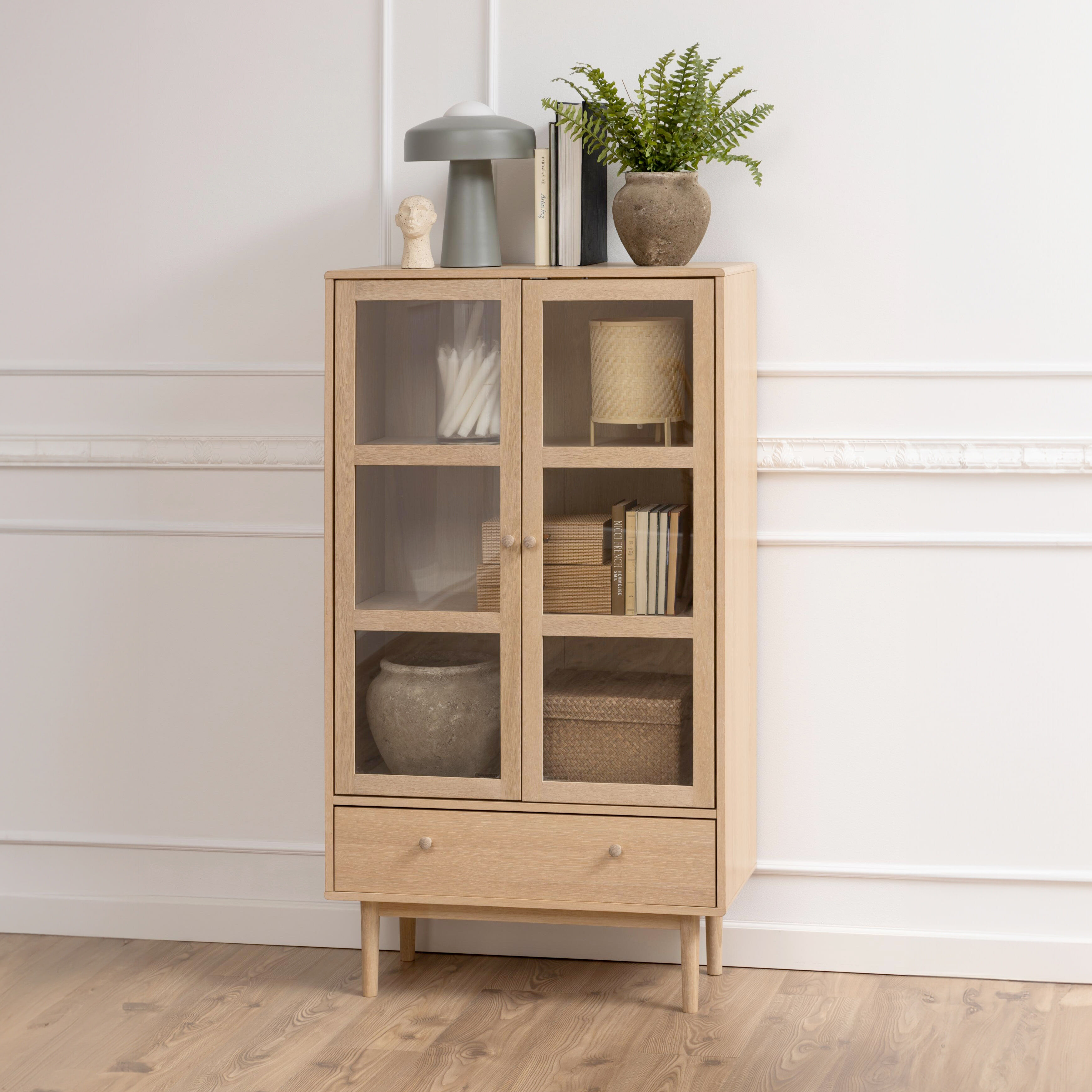 Bendt Vitrinekast Ove Eiken Whitewash, 145 x 80cm - Wit - 5713941177933