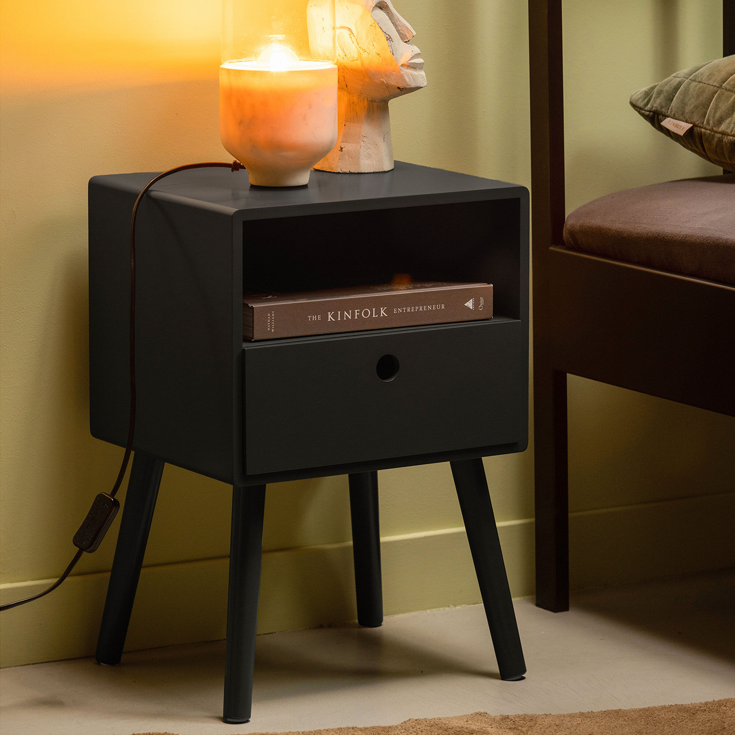 WOOOD Nachtkastje Ozzy - Zwart - 8714713190522